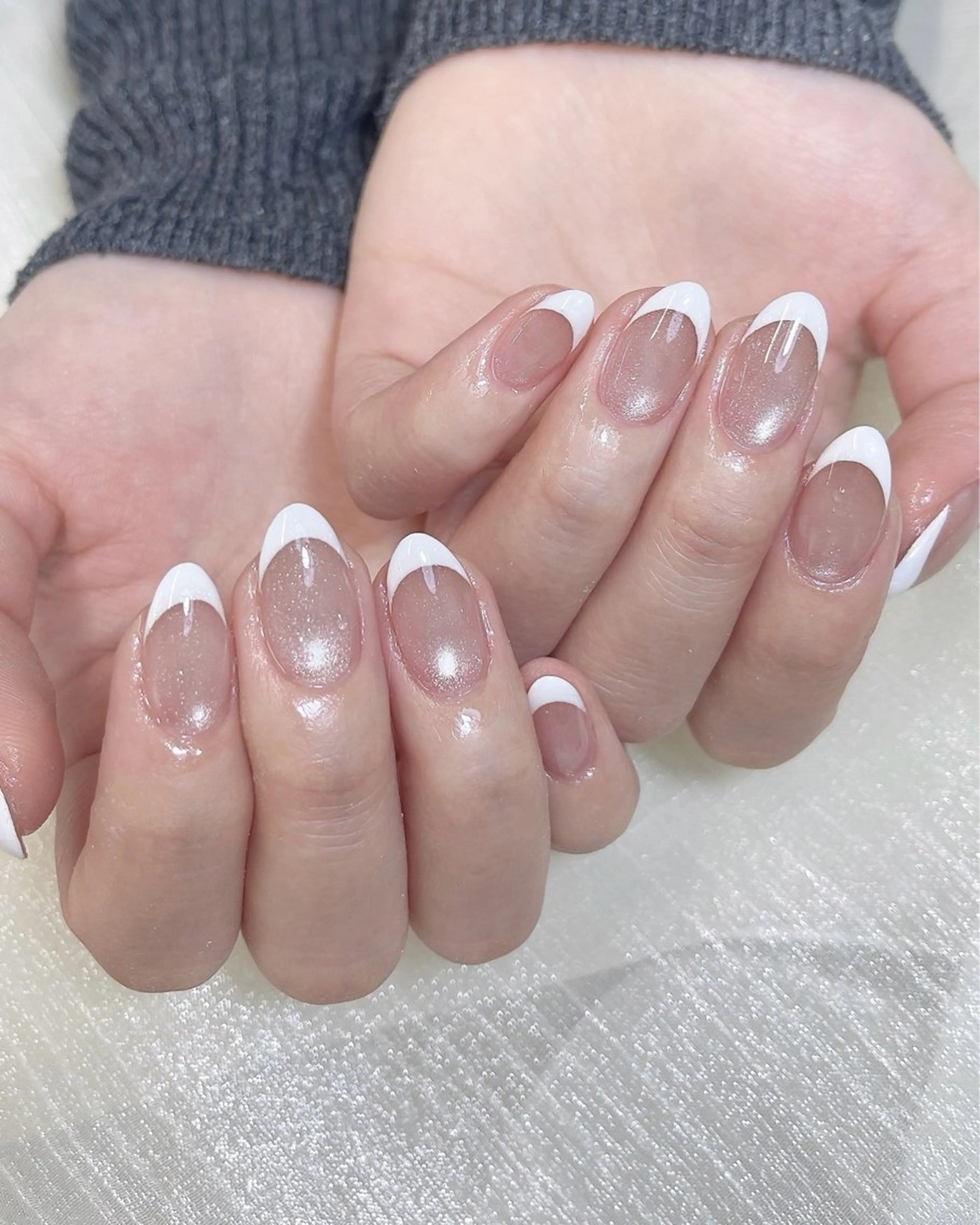 ネイル チークネイル フレンチネイル ハート キラキラネイル 韓国ネイル ハンドネイル ハンドケア Speraネイル 大宮店🎀のネイルデザイン