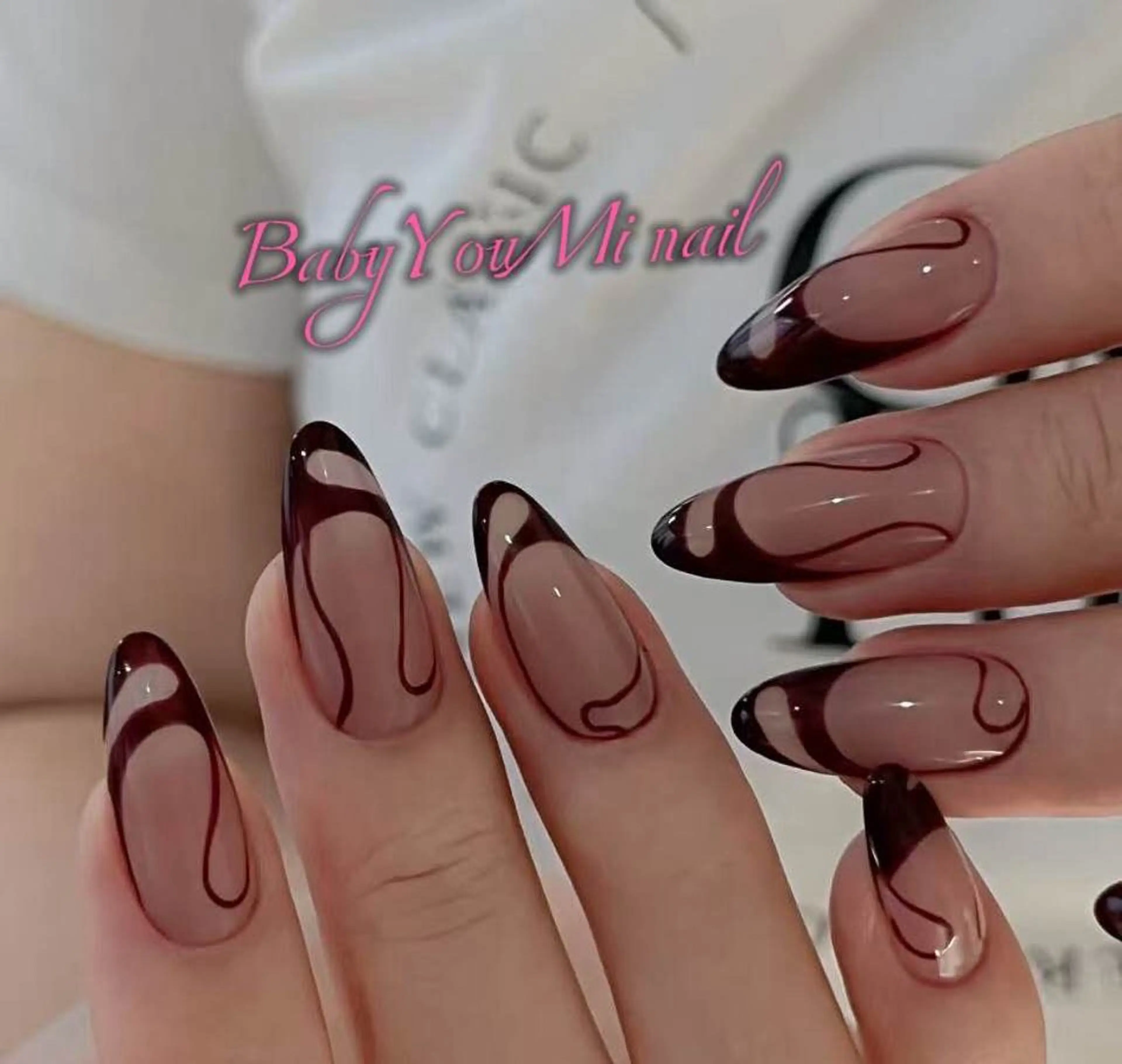 ネイル フラワーネイル フレンチネイル ジェルネイル ガラスフレンチ ハート ハンドネイル Oomiya 服部のネイルデザイン