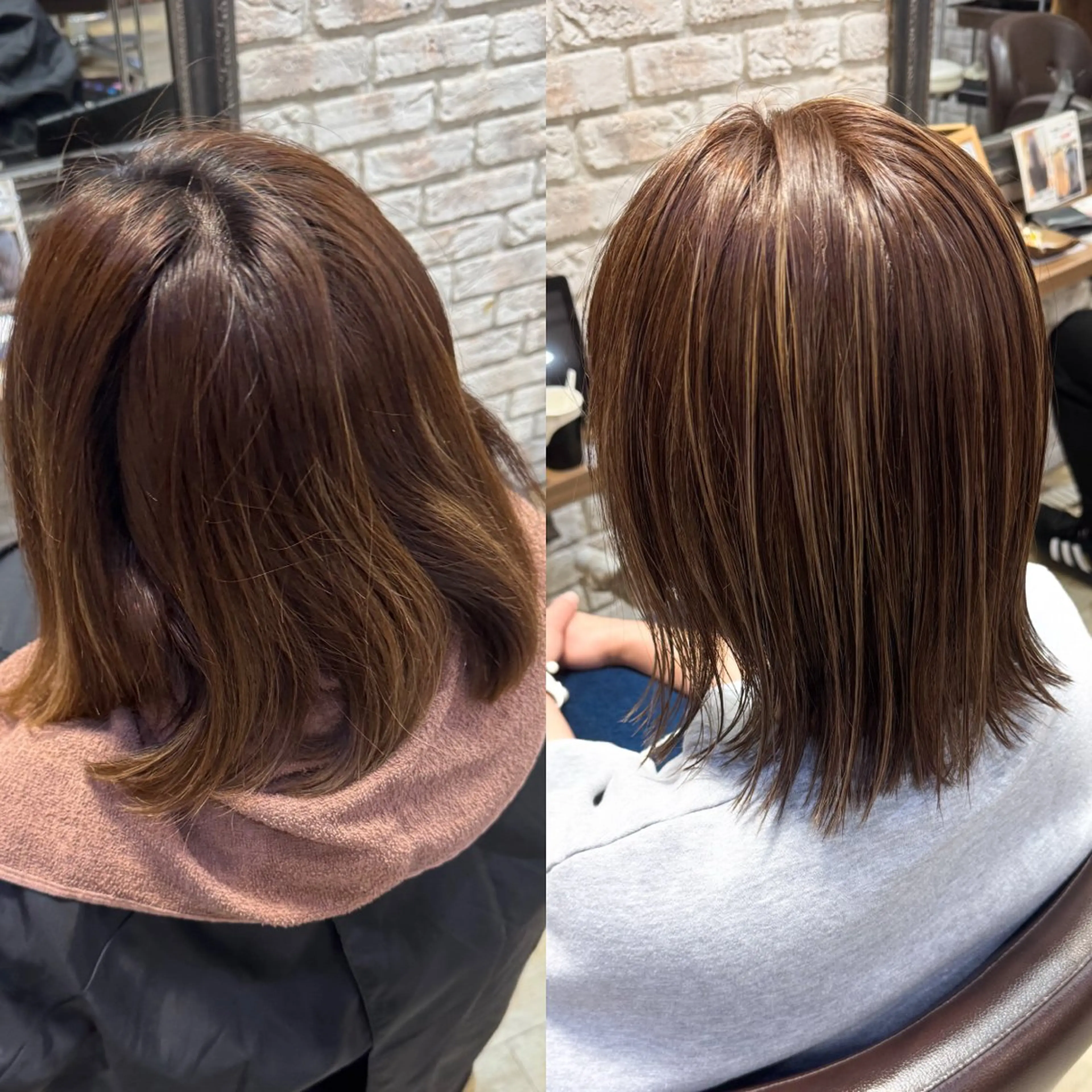 ミディアム ハイライト ヘアカラー 古川 流久のヘアスタイル