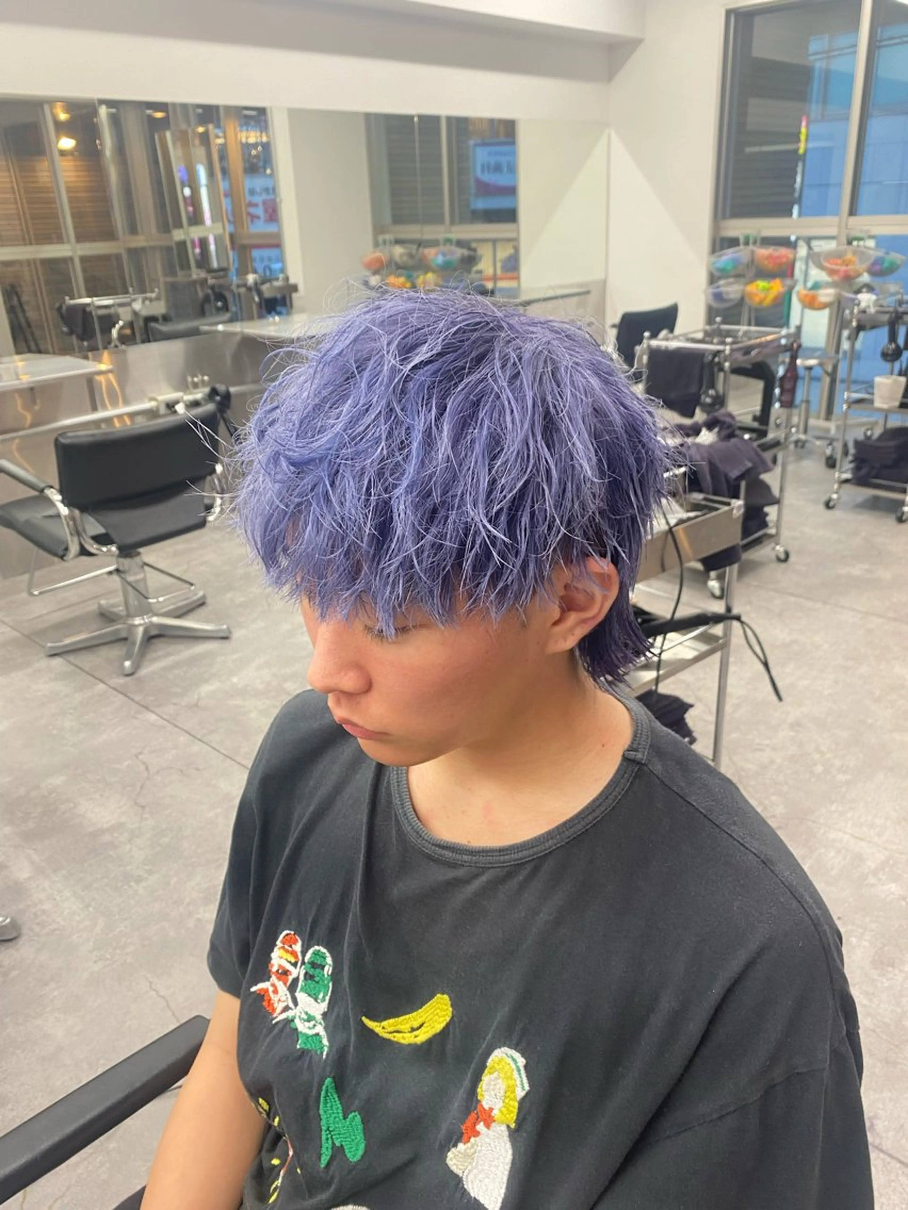 ショート カラー パーマ メンズ ラベンダーカラー パープルカラー シルバー ホワイトシルバー 🔥漢髪特化メンズ マネージャーYUKIのヘアスタイル