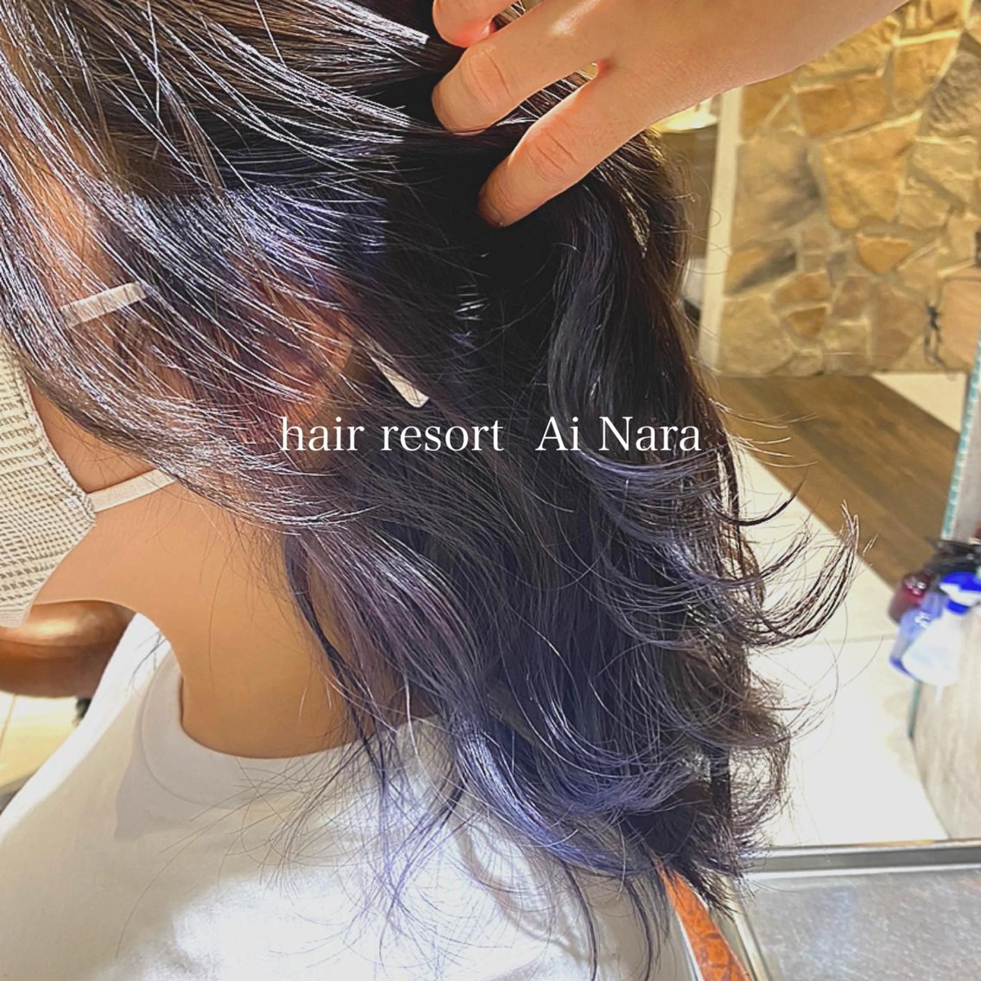 セミロング カラー ブリーチ インナーカラー パープルカラー ♡ヘアアレンジ♡ naraのヘアスタイル