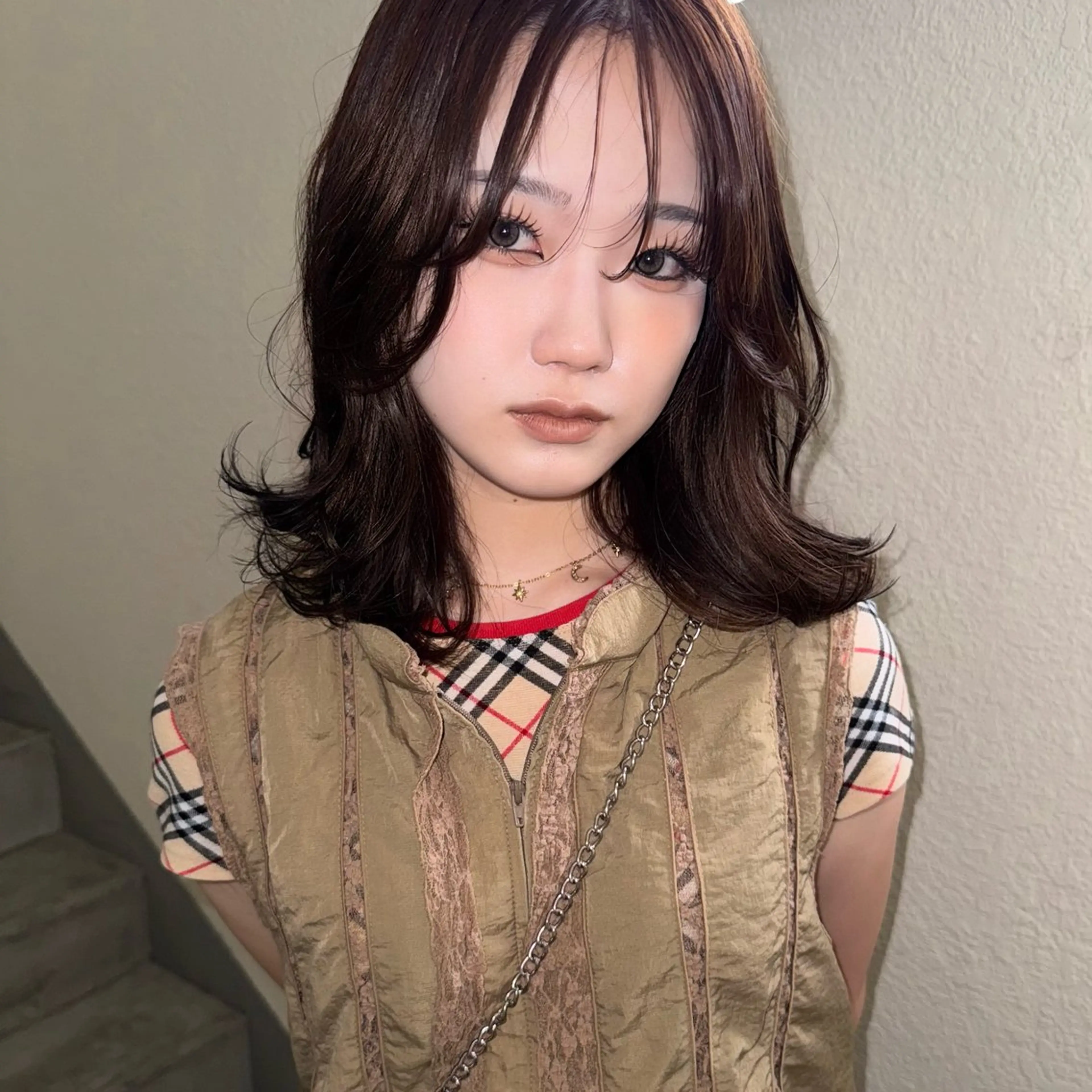 セミロング カラー ベージュカラー ブラウンカラー カット SIKI ゆうのヘアスタイル