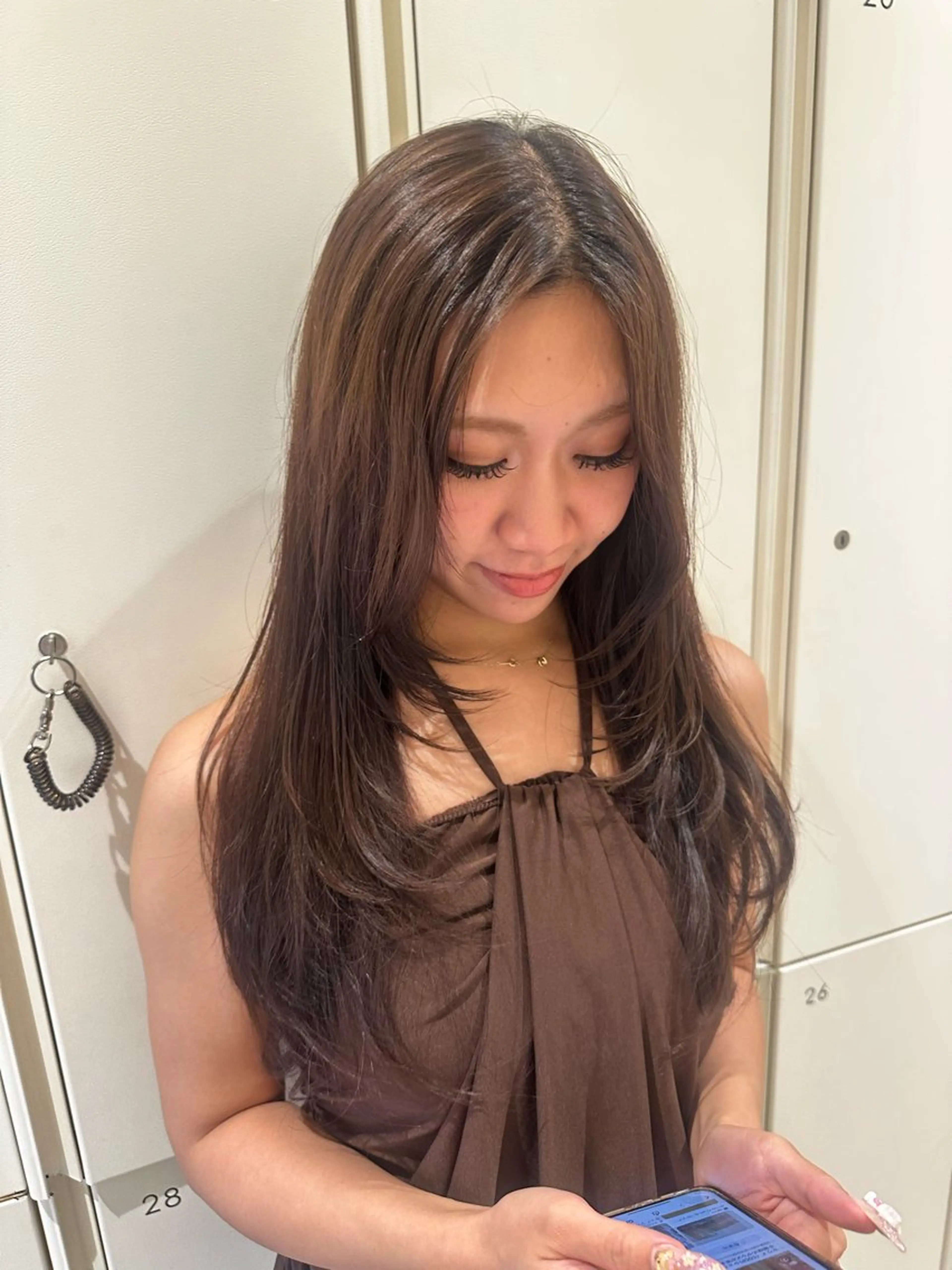 ロング カラー ヘアアレンジ タイトボブ個性派カラ ーAKANEのヘアスタイル