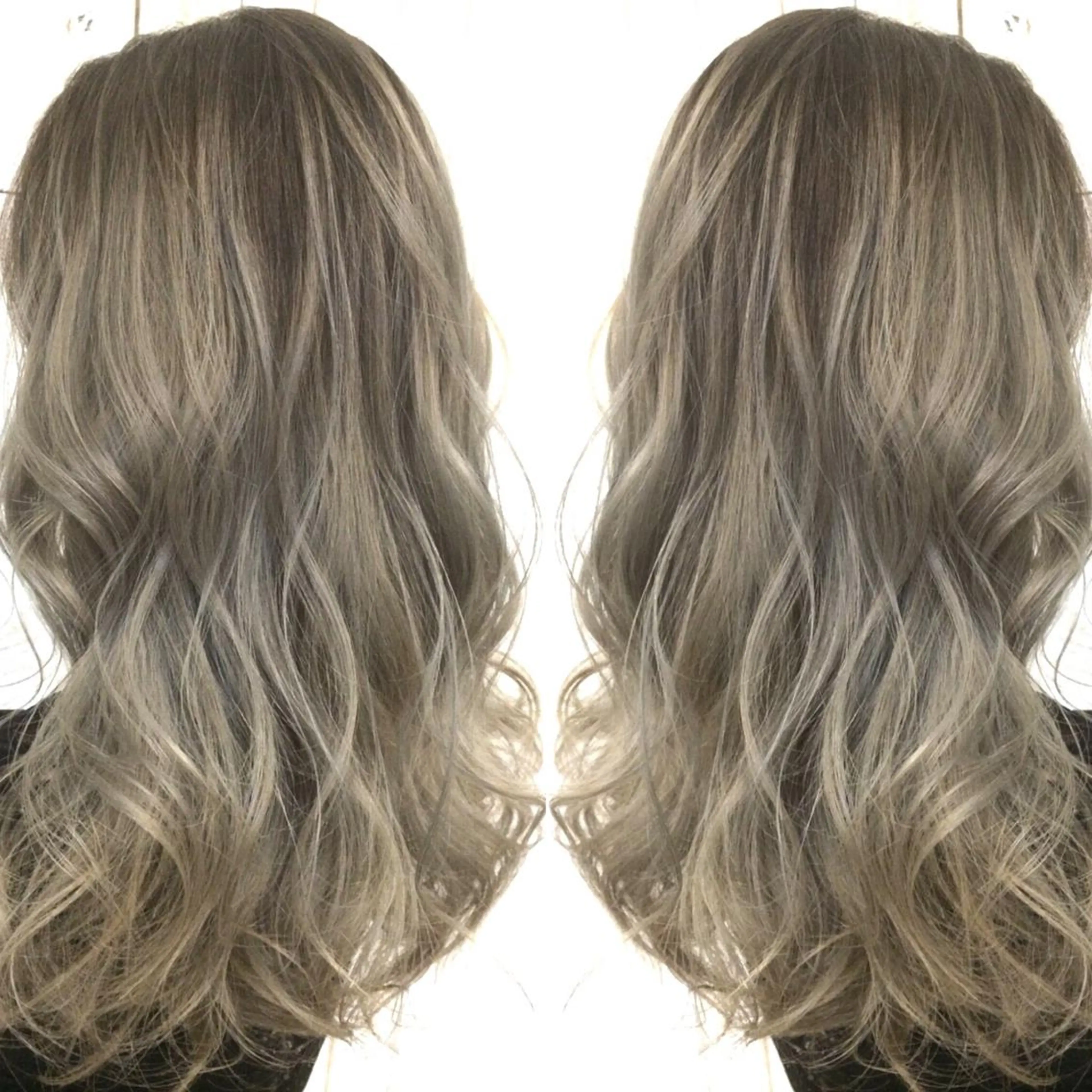 セミロング カラー バレイヤージュ シルバー レイヤーカット 井上 一平のヘアスタイル