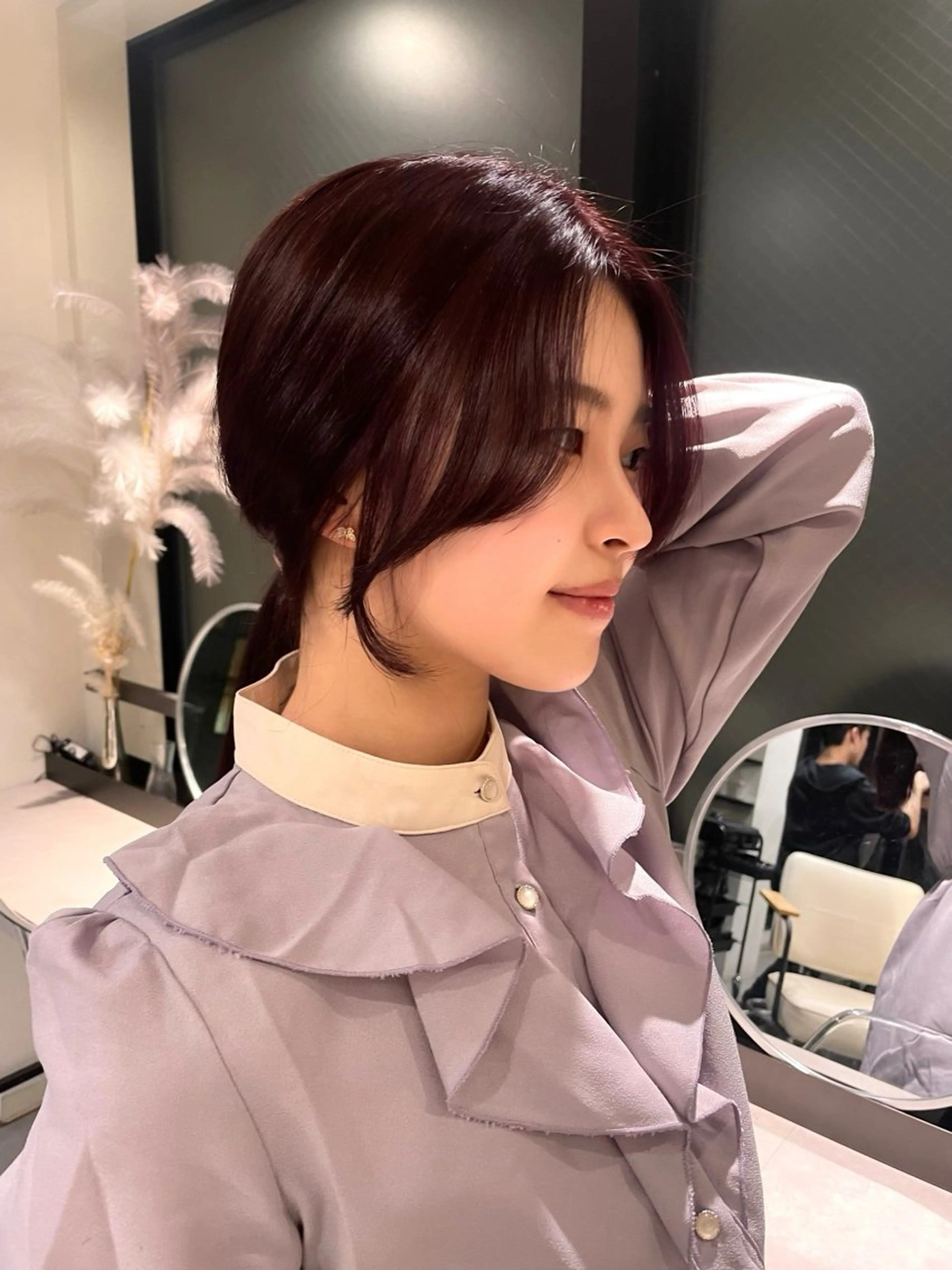 ロング カラー 顔周りカット カット レイヤーカット 韓国ヘアayameのヘアスタイル