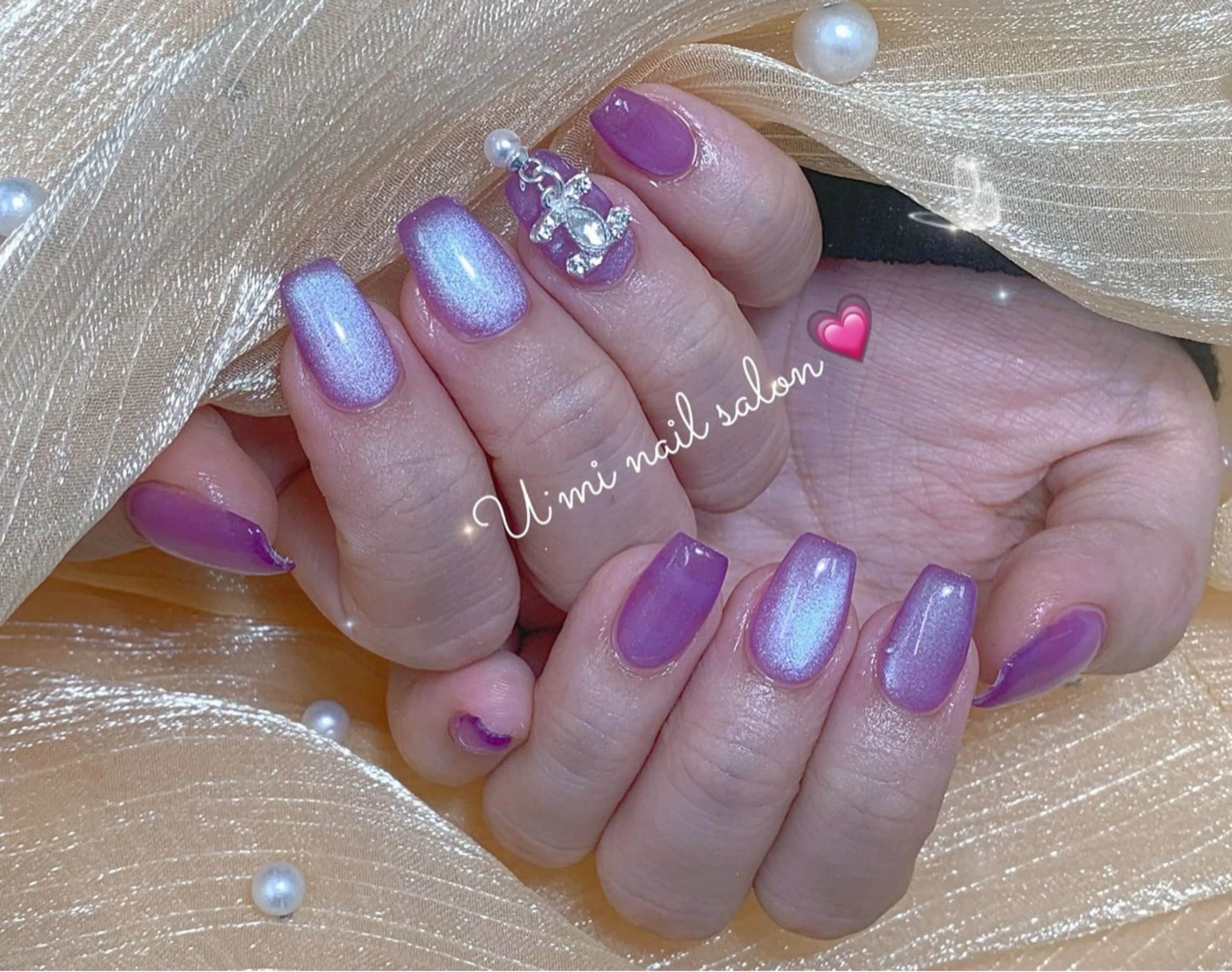 ネイル マグネットネイル マグネットワンカラー ワンカラーネイル ハンドネイル Ｕ·Mi nail salon所属・u・mi  上野御徒町パラジェルのネイルデザイン