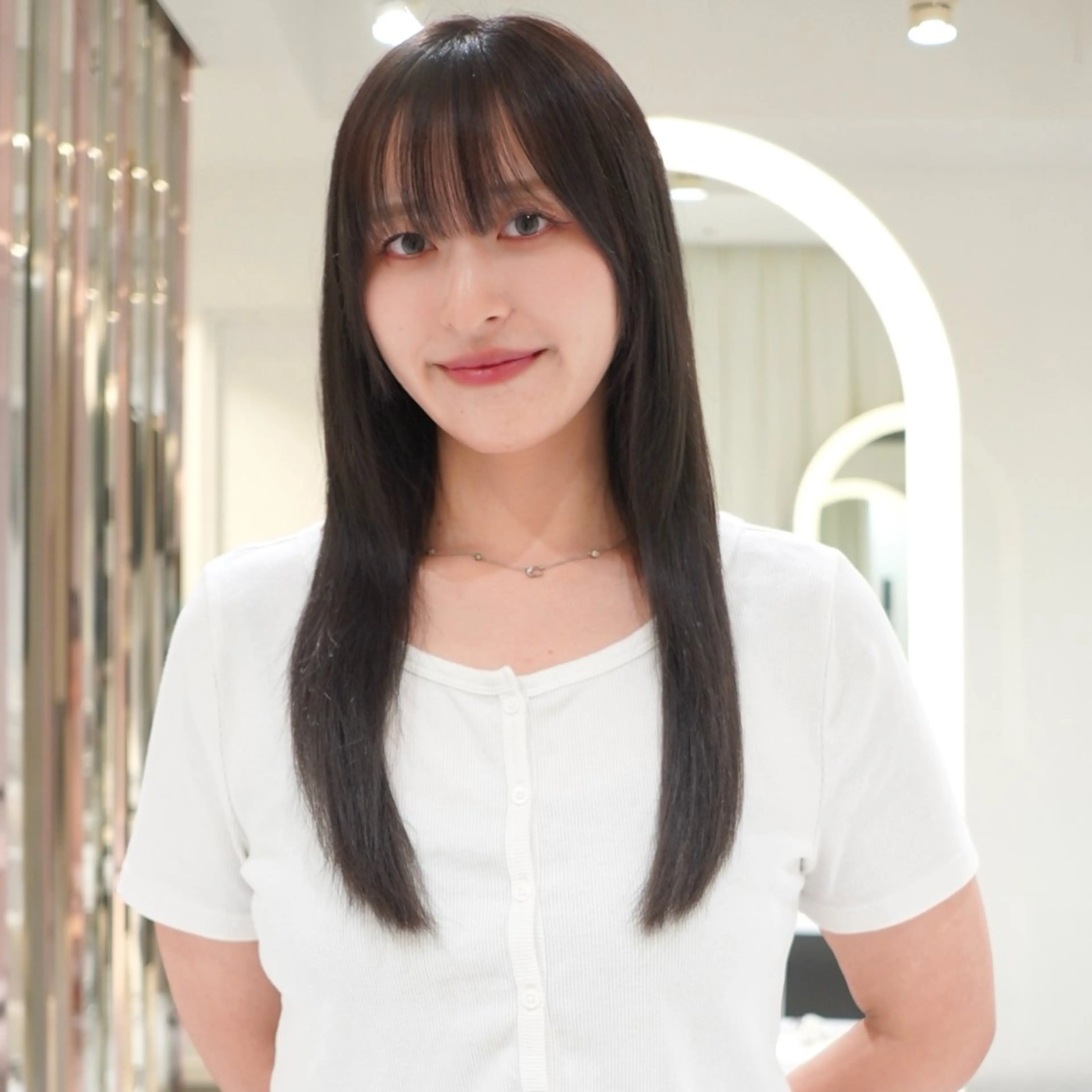 セミロング カラー 透明感カラー 飯田 優花/カットモデルのヘアスタイル