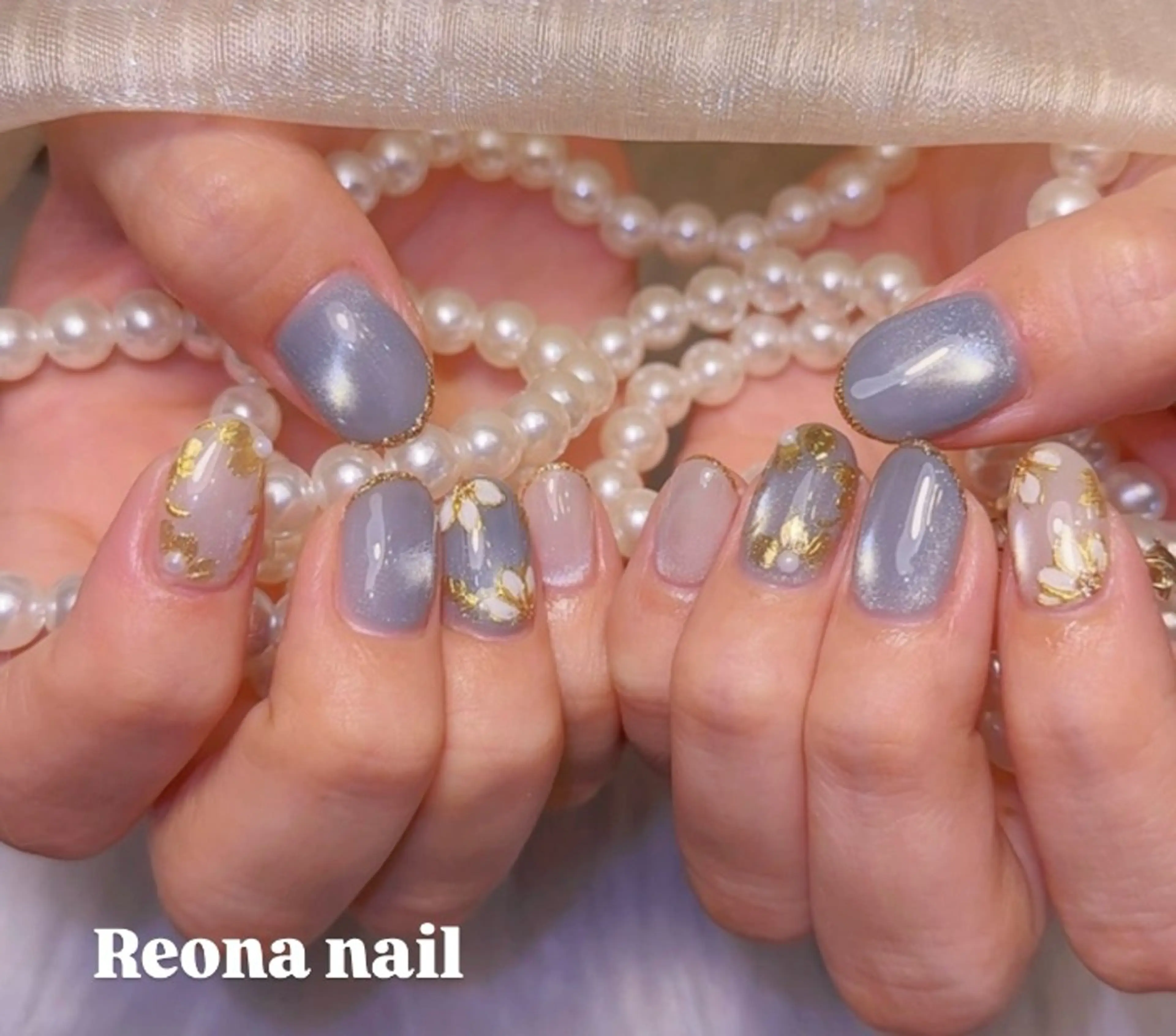 ネイル ジェルネイル ハート マグネットネイル ミラーネイル パラジェル Reona Nailのネイルデザイン