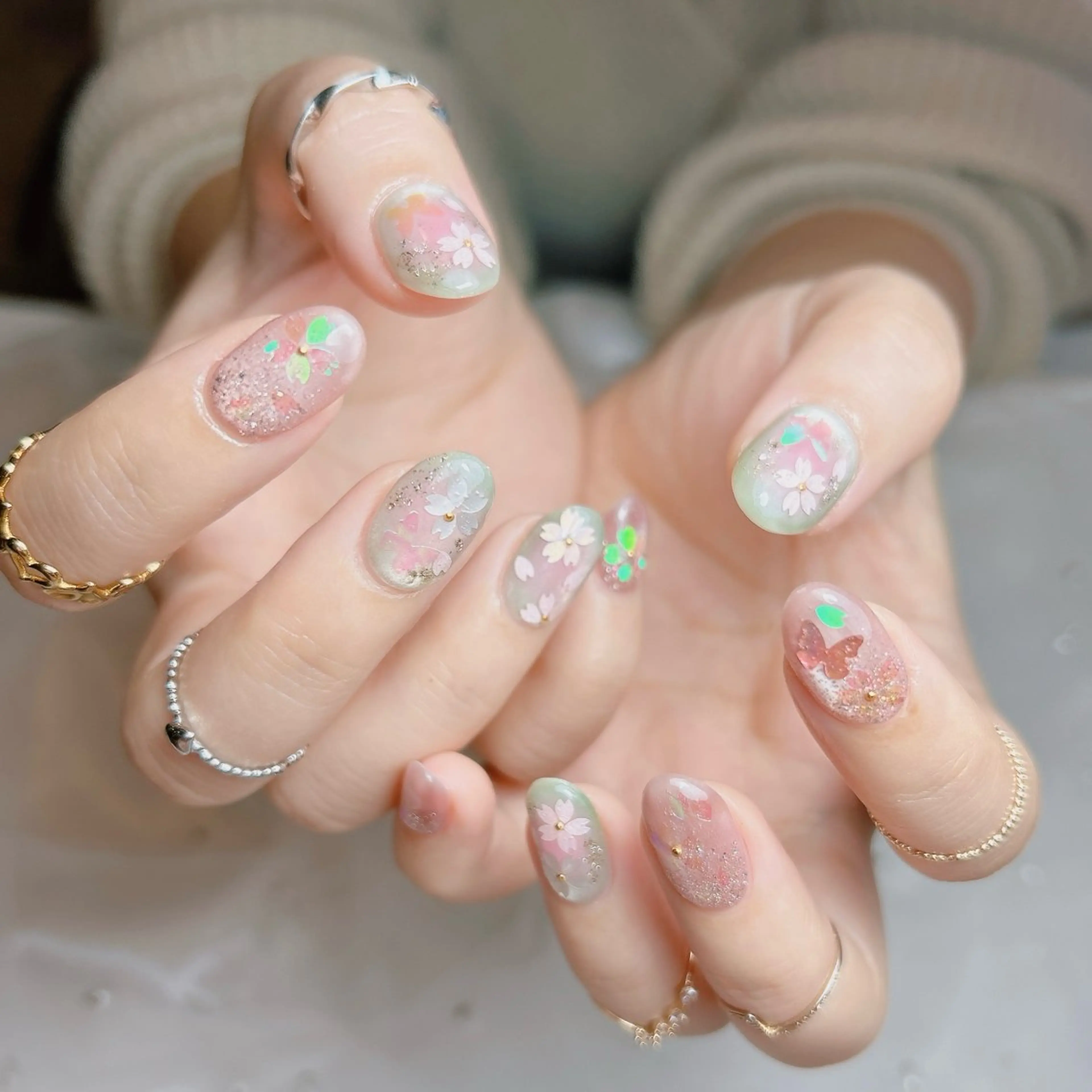 ネイル 桜ネイル ハンドネイル junna 金山.東別院.上前津のネイルデザイン