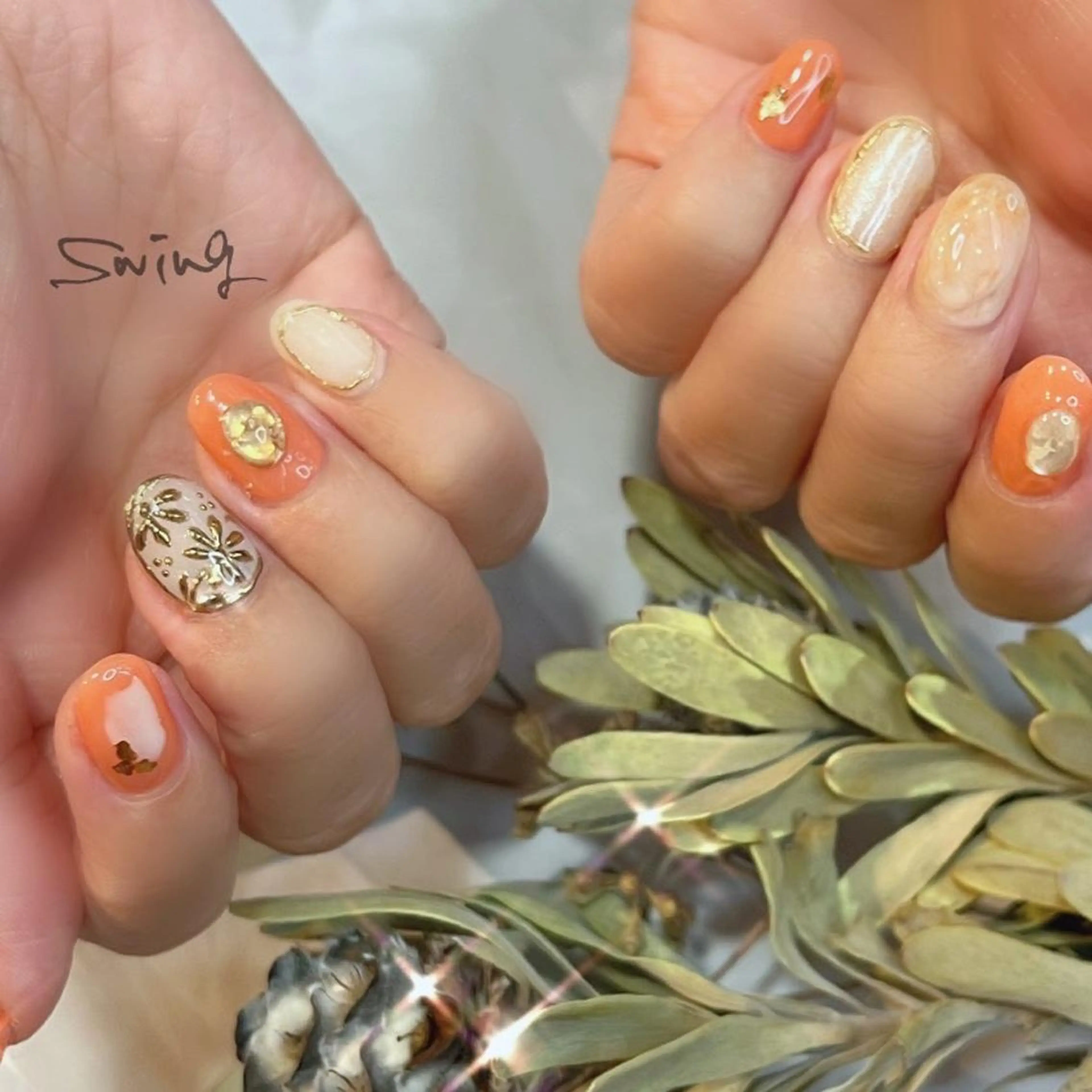 ネイル ニュアンスネイル オレンジ SWING Nail Salon所属・Yoshida Takakoのネイルデザイン
