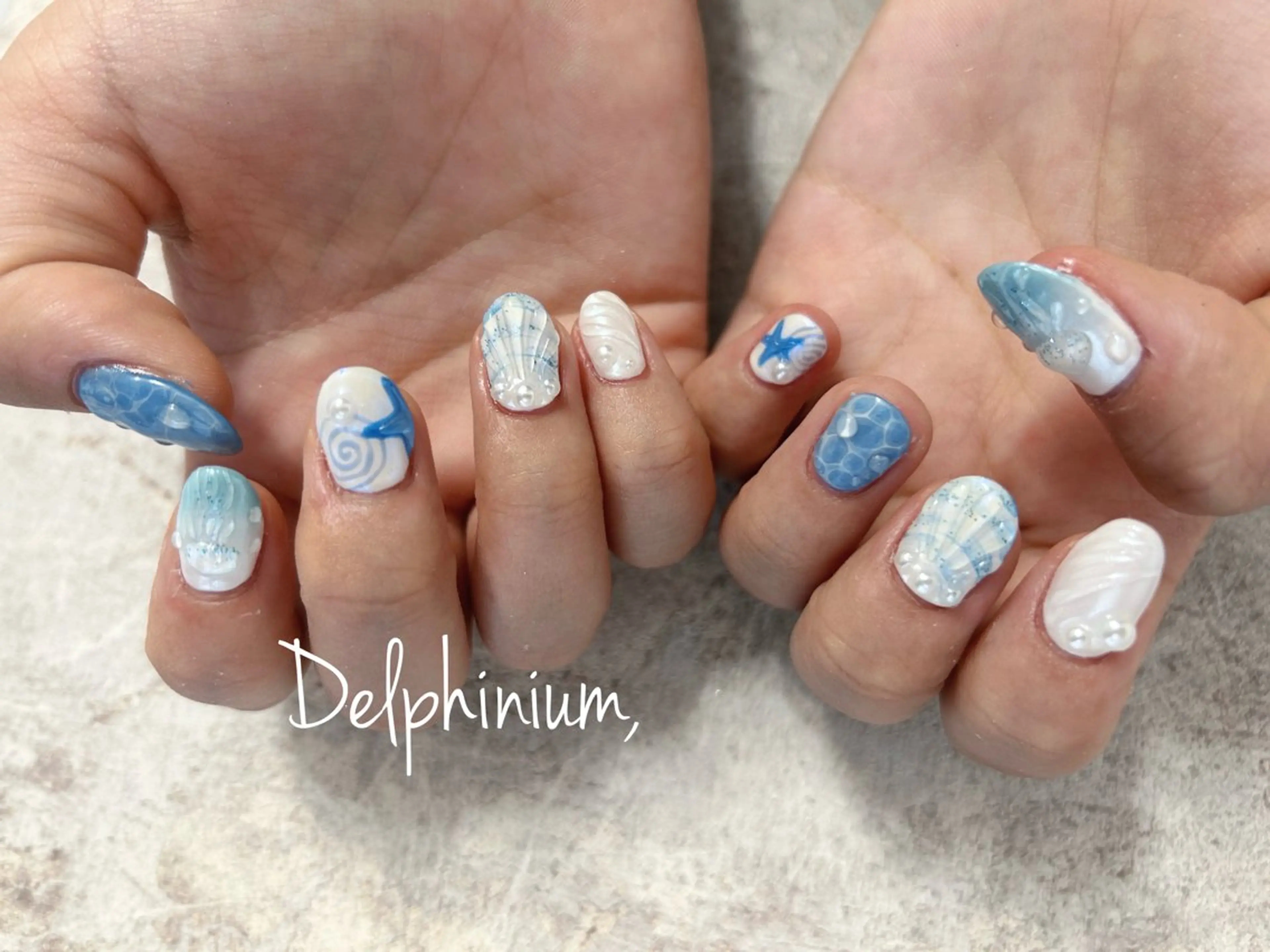 ネイル ジェルネイル パラジェル 夏ネイル ハンドネイル 岡本 友恵のネイルデザイン