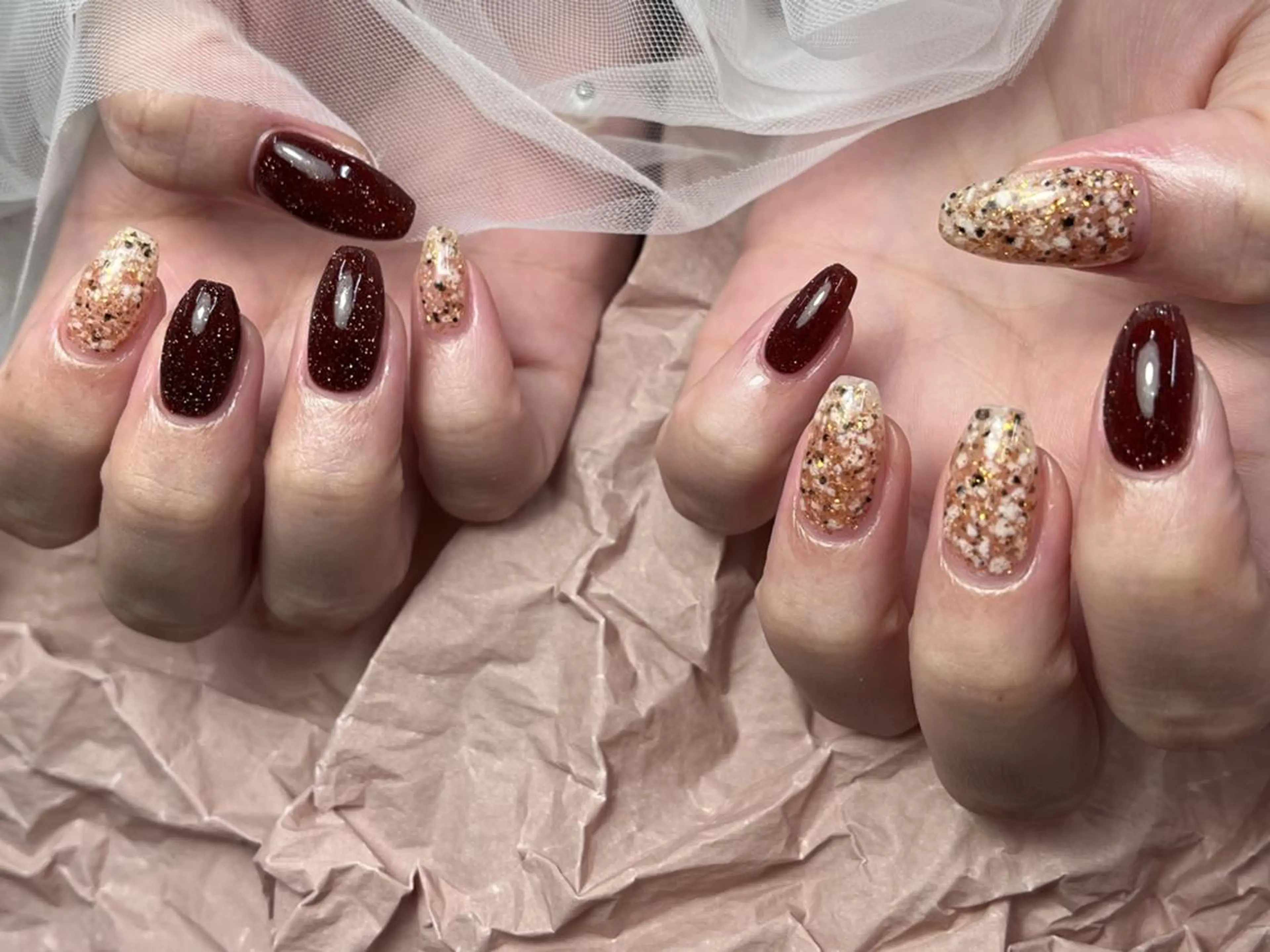 ネイル グラデーション リボン スカルプネイル ハンドネイル ToliyDeliy Nail Salonのネイルデザイン