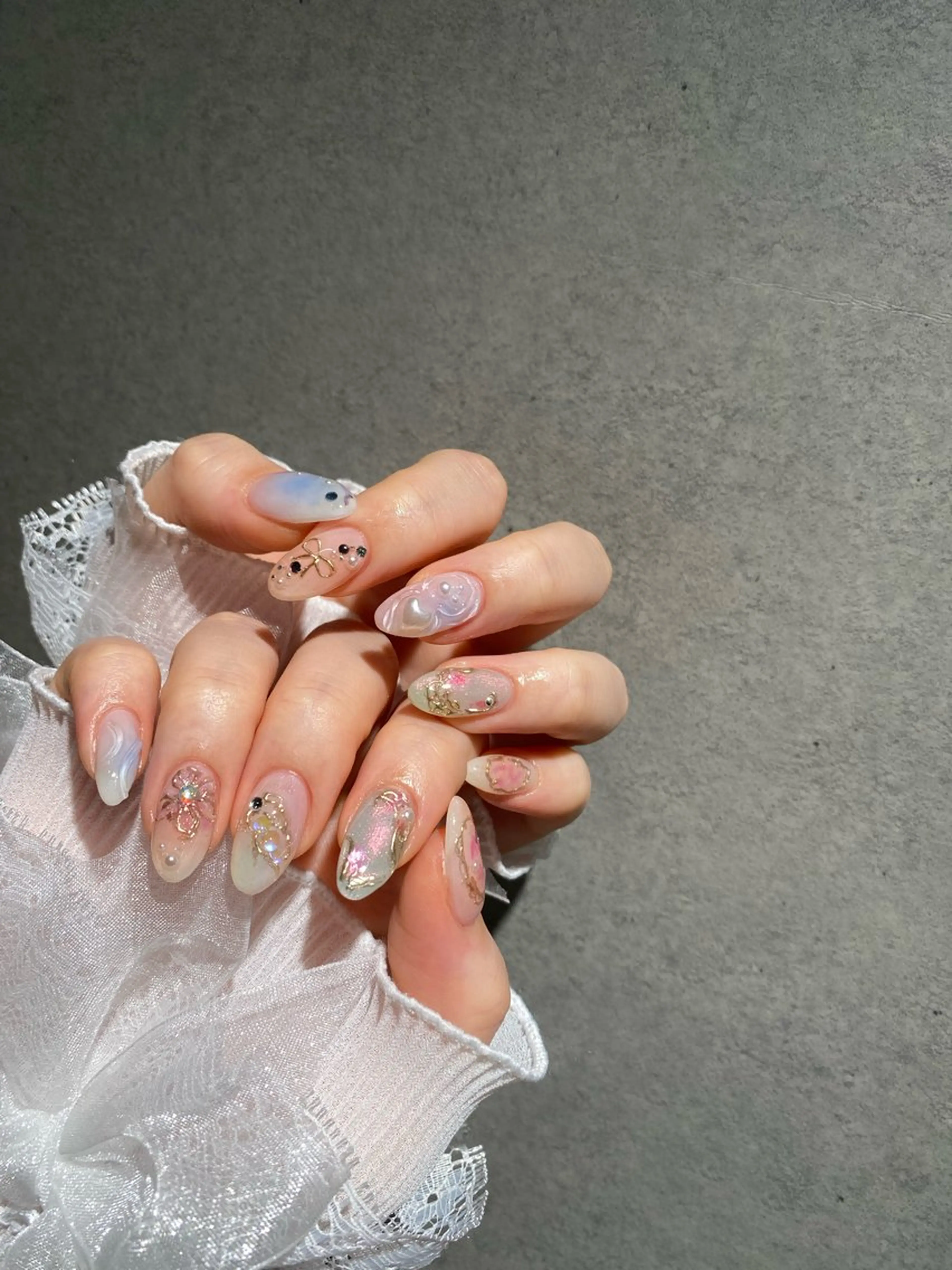 ネイル I-nailロング /ワンホン/キラキラのネイルデザイン