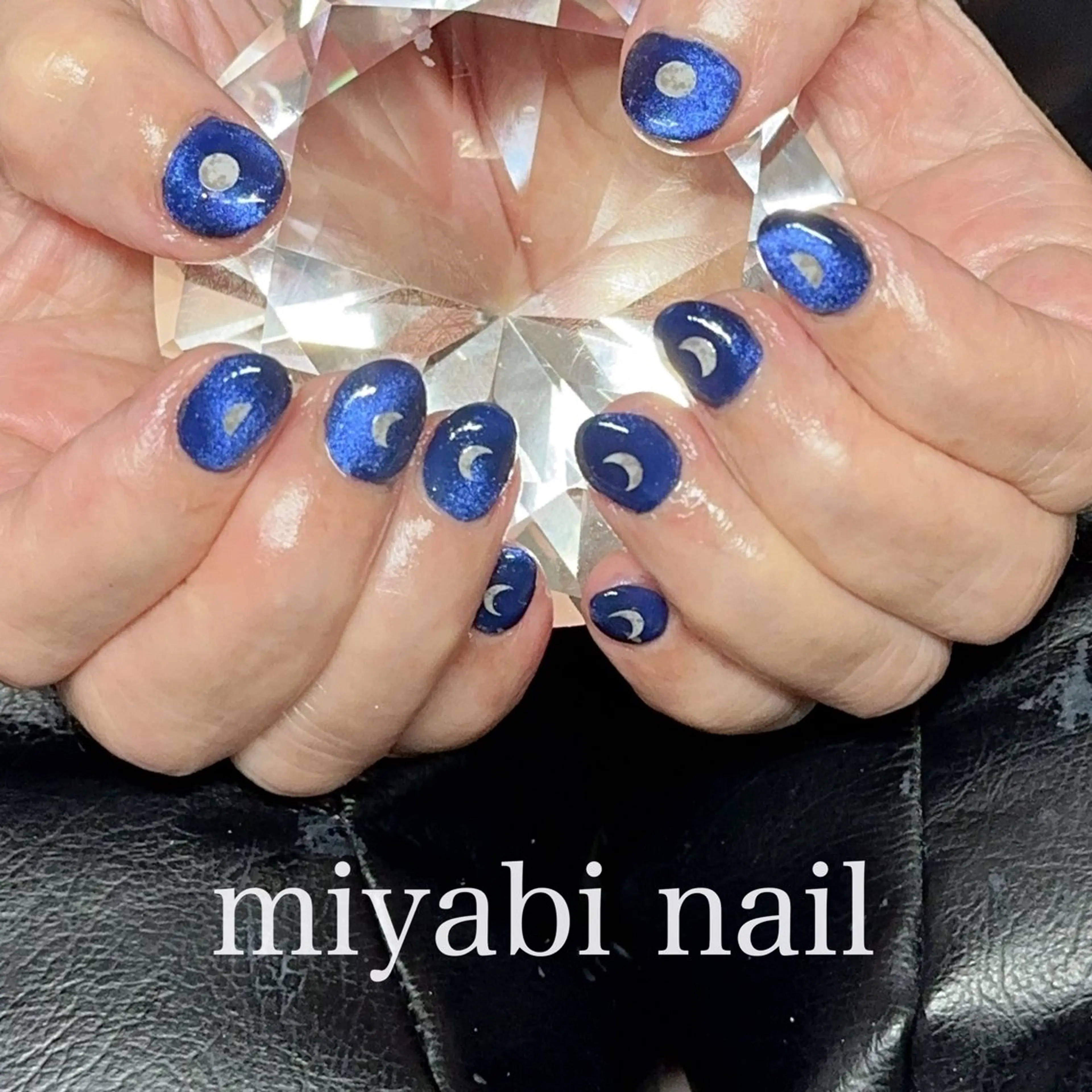 ネイル ブルー ジェルネイル マグネットネイル 持ち込み ネイビー ハンドネイル miyabi nail 桂川駅近くのネイルデザイン