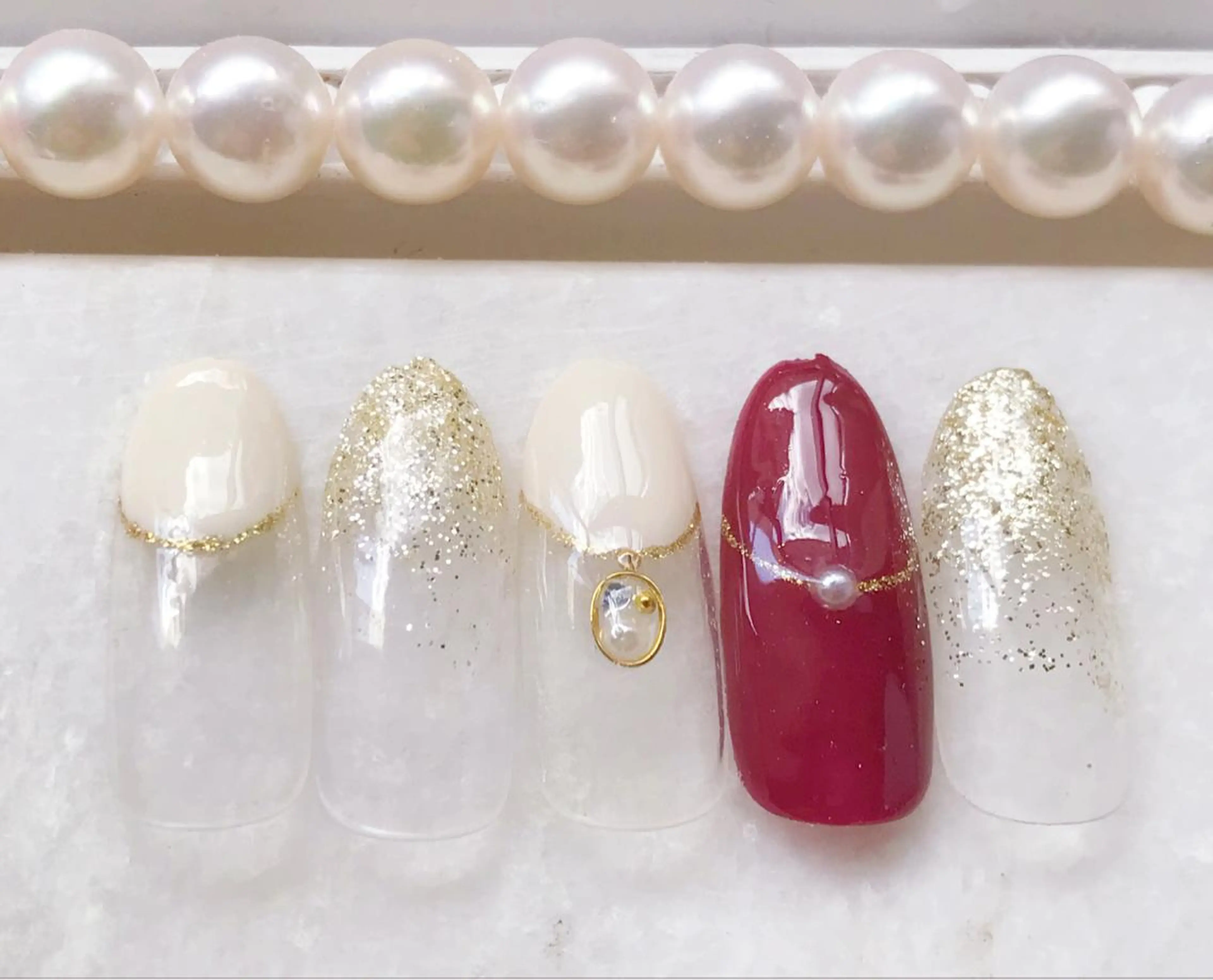 ネイル ボルドー フレンチネイル ハンドネイル Satomi  のネイルデザイン