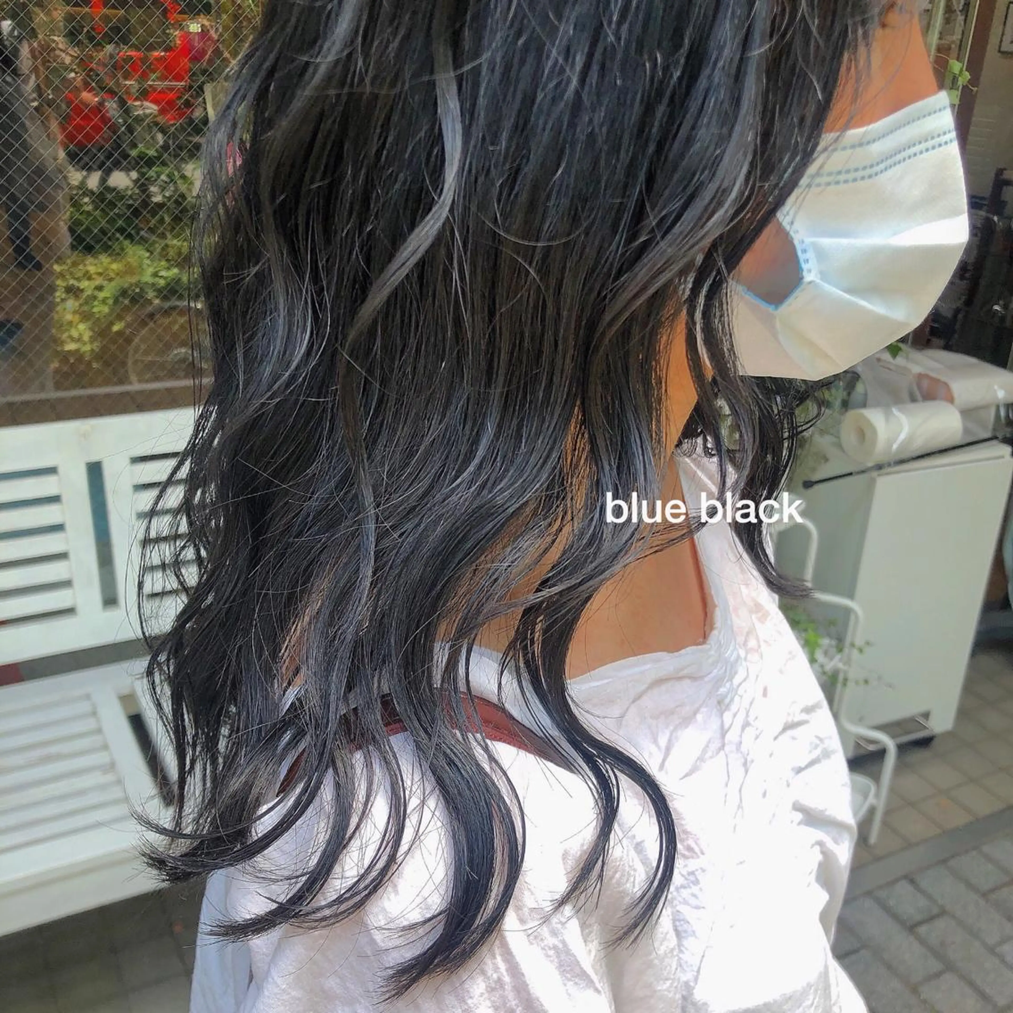 セミロング カラー 黒髪 ブルーカラー ブルーブラック ワンカールで盛れる レイヤー🎀Macoのヘアスタイル