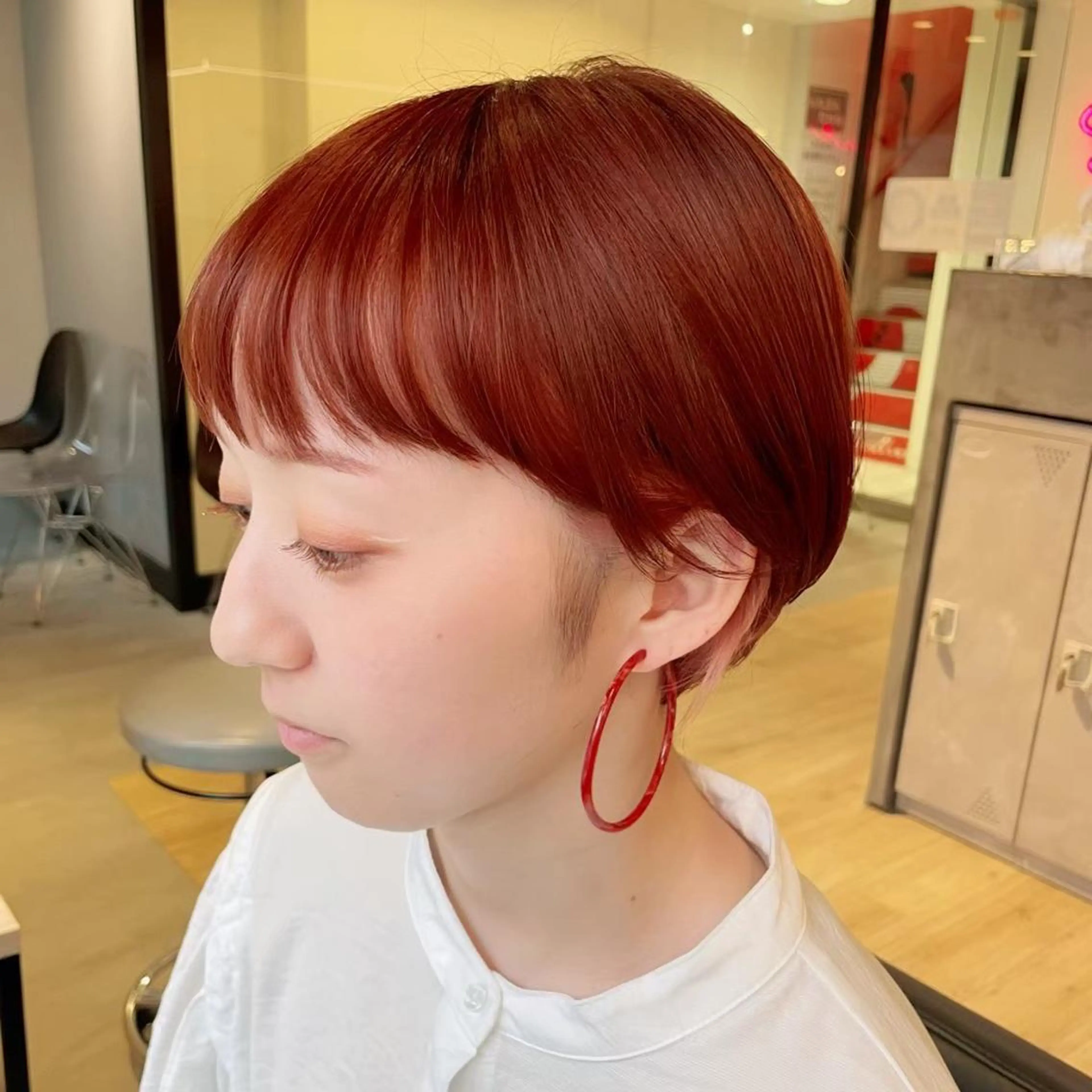 ショート カラー レッドカラー ヘアカラー 美髪・シールエクステ ホソタニリョウコのヘアスタイル