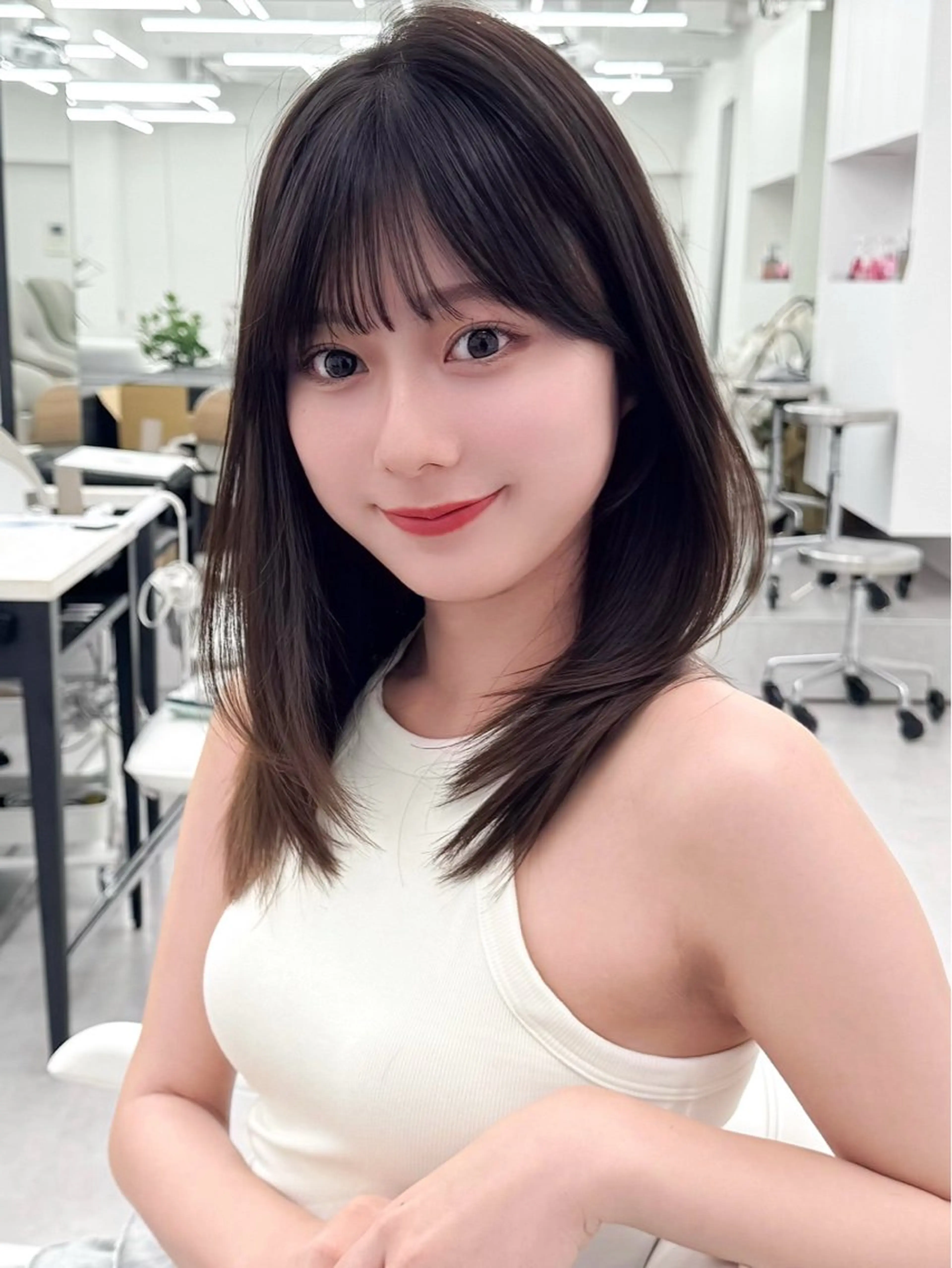 ミディアム カラー ヘアアレンジ カット ヘアカラー トリートメント 顔周り&ミディアム 特化/池袋/kokiのヘアスタイル