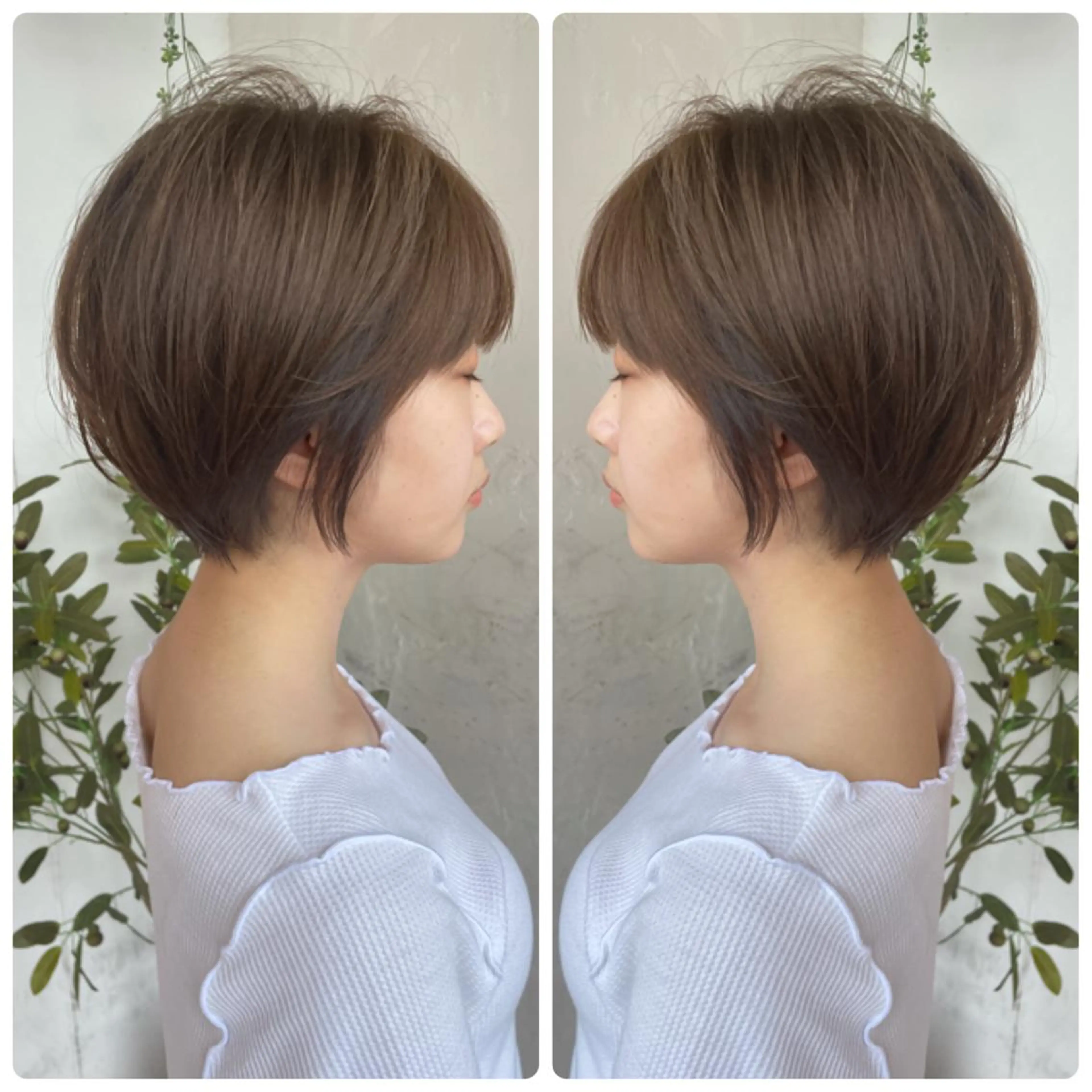 ショート カラー ショートボブ ハンサムショート 丸みショート デザインカラー ハイライトカラー カット ヘアカラー トリートメント 京都大人女性ショート 徒歩1分/秋山のヘアスタイル