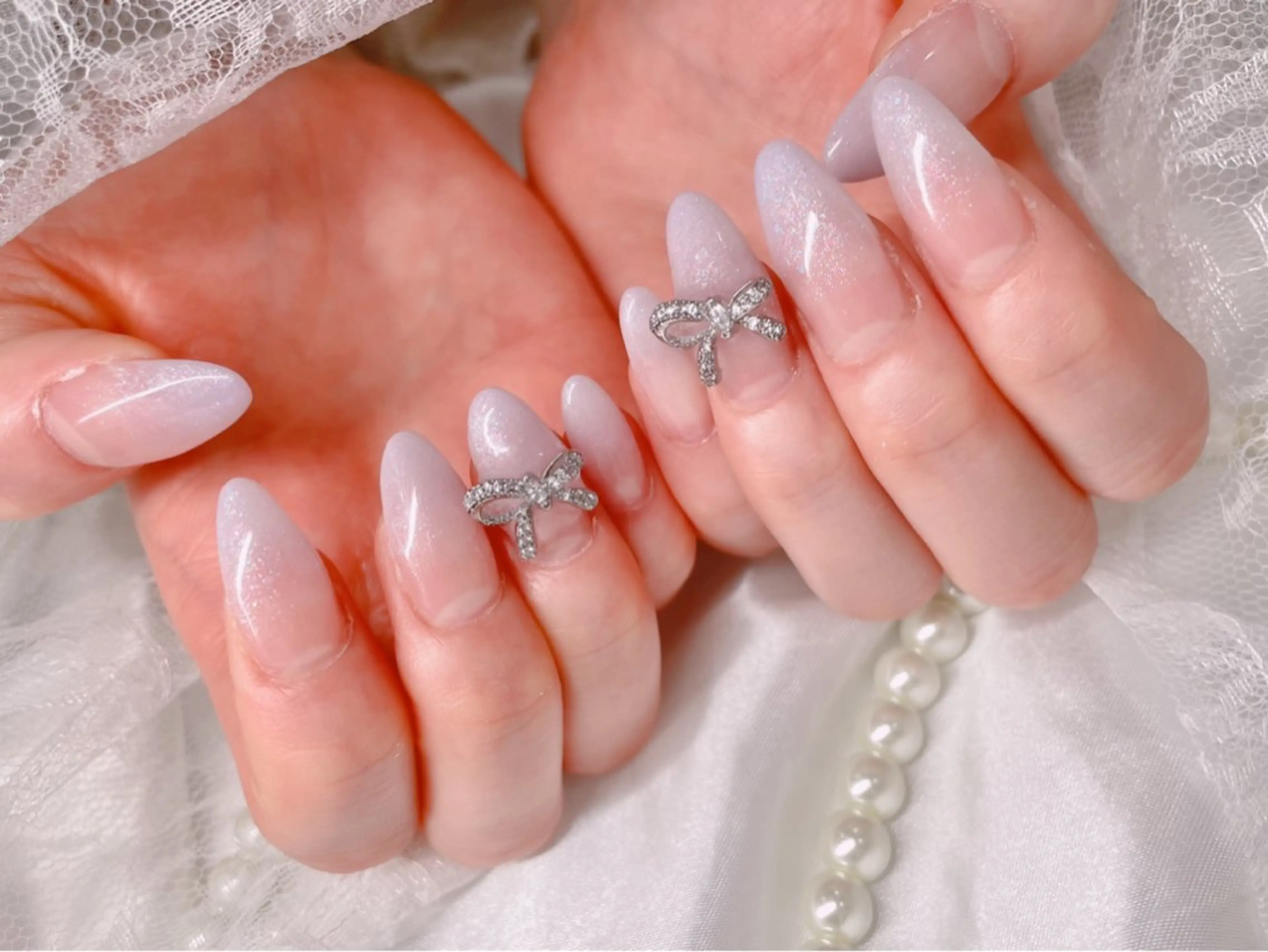 ネイル リボン ハンドネイル ゆりか ジョアアンジェ福島のネイルデザイン