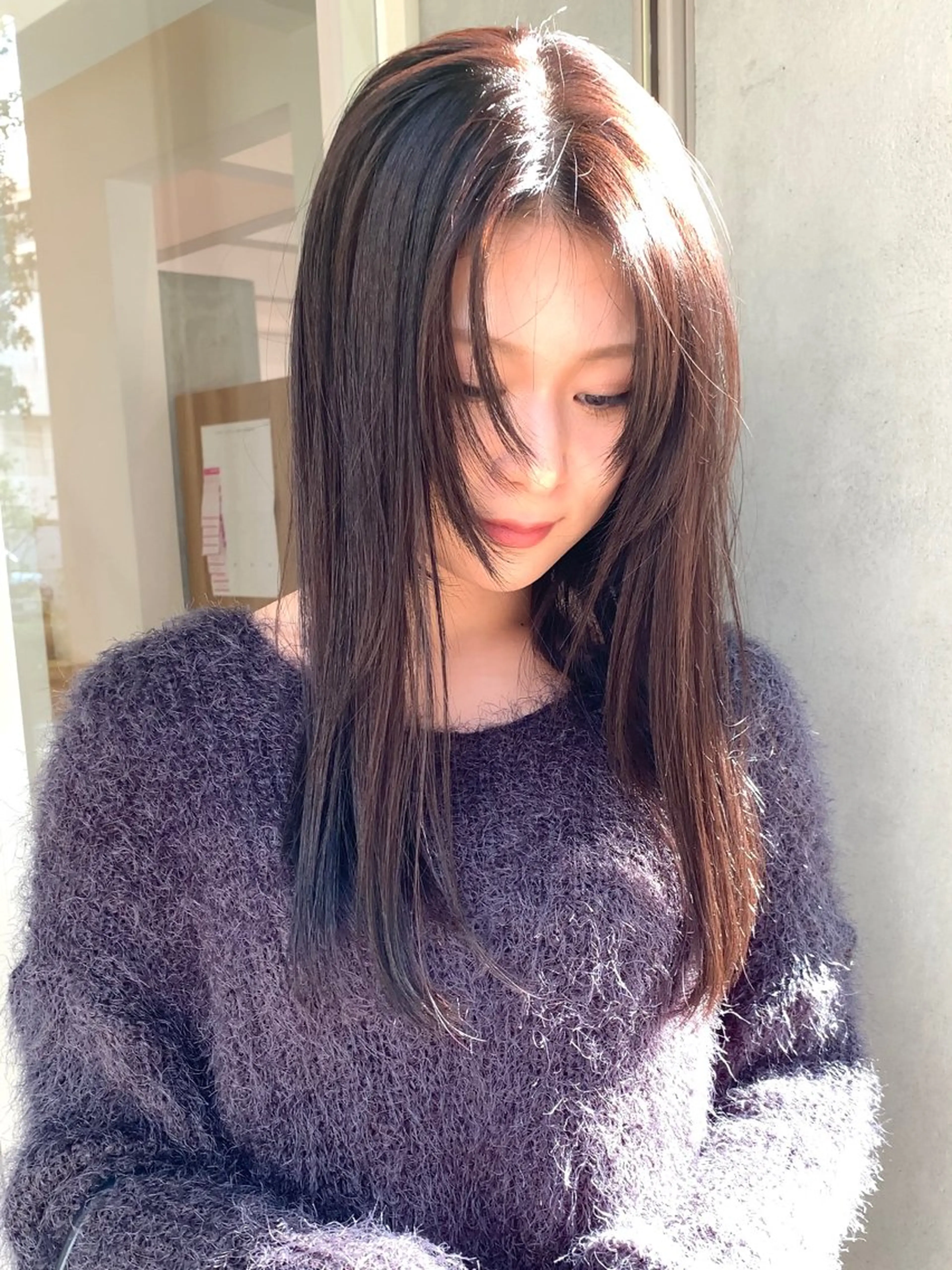 セミロング カラー 縮毛矯正 カット ヘアカラー ✨コテ巻き風パーマ ✨川合佑哉のヘアスタイル