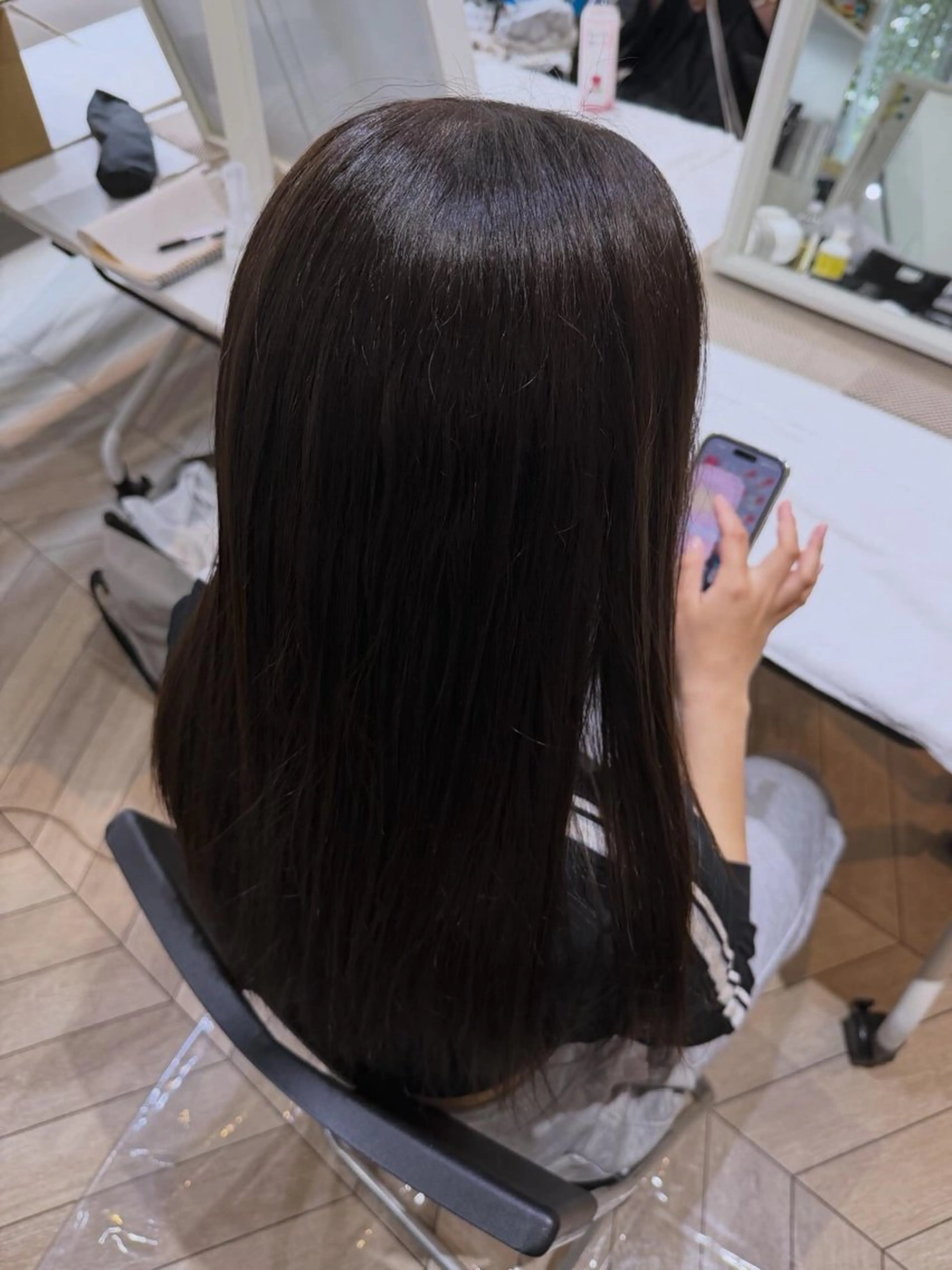 ロング カラー ブラウンカラー グレージュ オレンジ 縮毛矯正 ヘアカラー 神田 陽尚のヘアスタイル