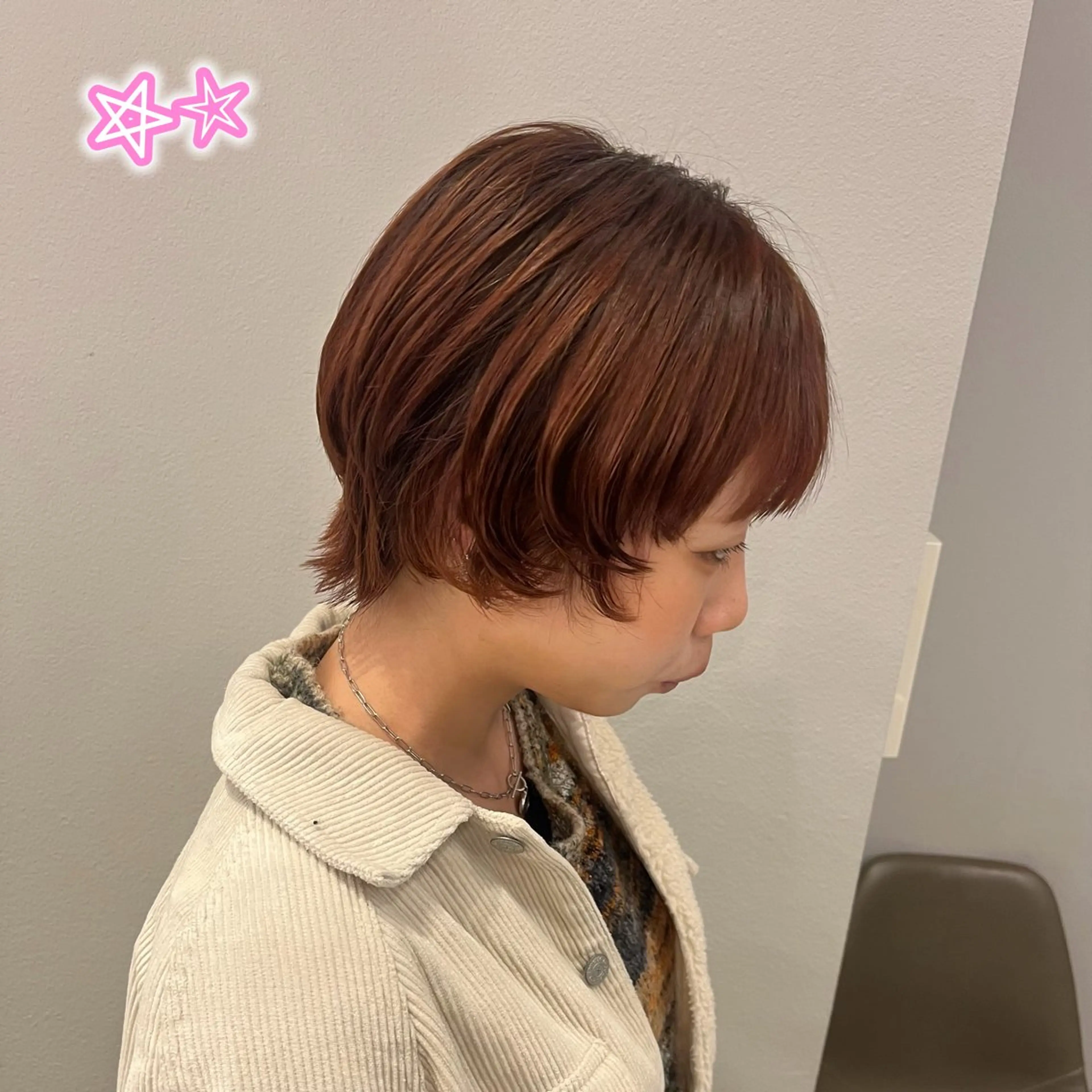 ショート オレンジブラウン ショートヘア カット ヘアカラー 顔周り/ガーリー /ヘアメ/あつはのヘアスタイル