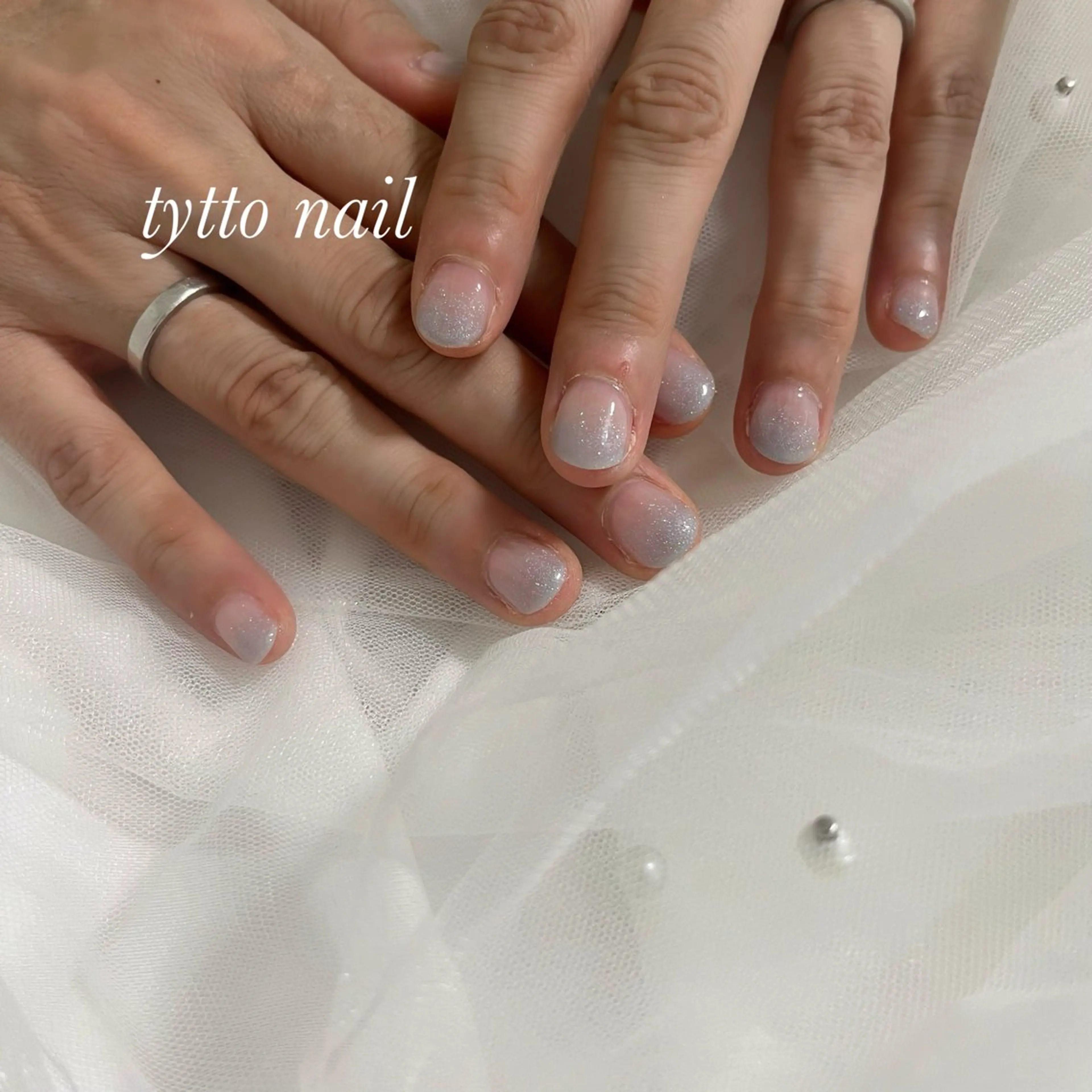 ネイル ブルー グラデーション 韓国ネイル ラメ(グリッター) ラメグラデーション tytto nail ❤︎‪‪eri‪‪のネイルデザイン