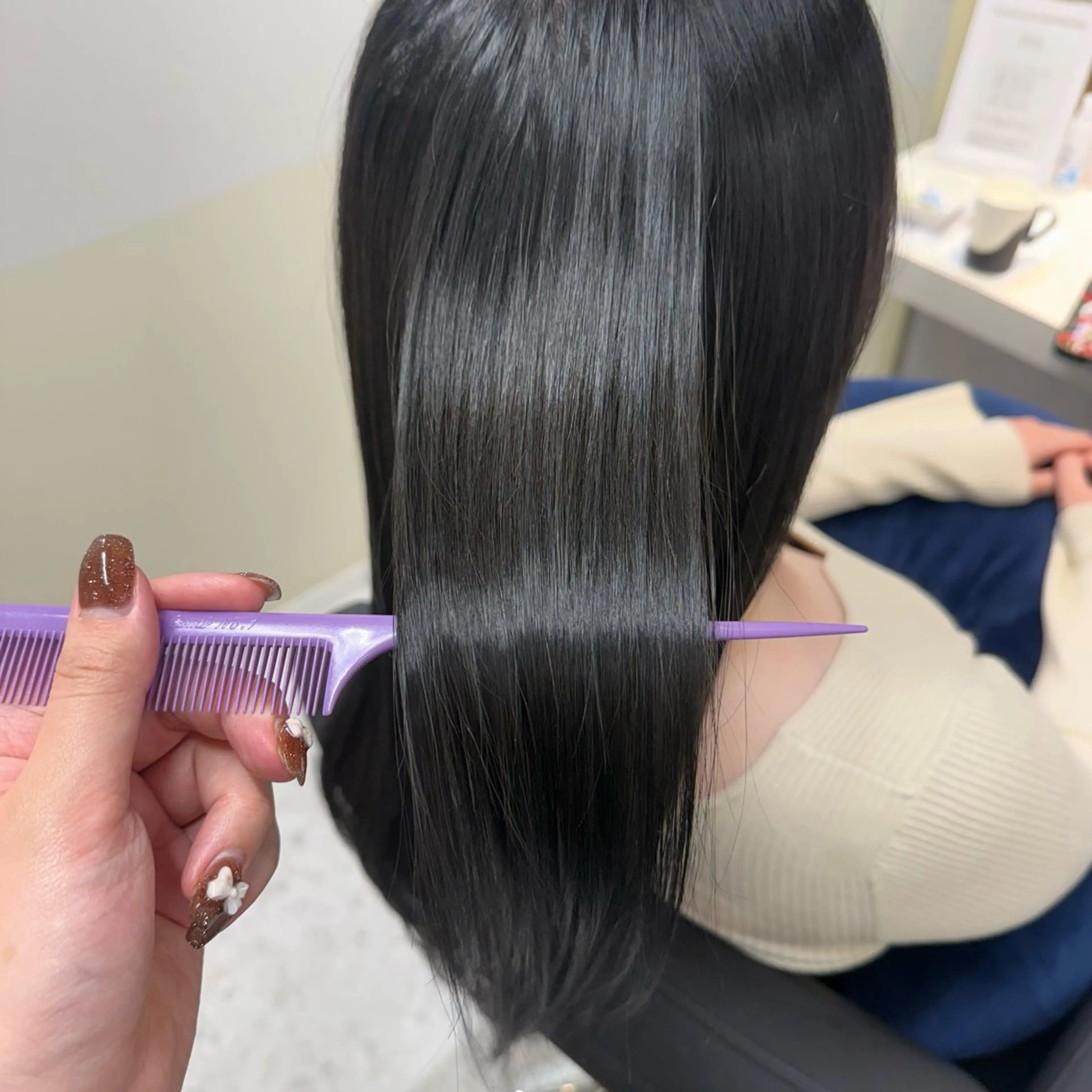 セミロング カラー カット ヘアカラー 縮毛矯正 トリートメント 半個室サロン/透明感 /艶髪♡岸上 温♡のヘアスタイル