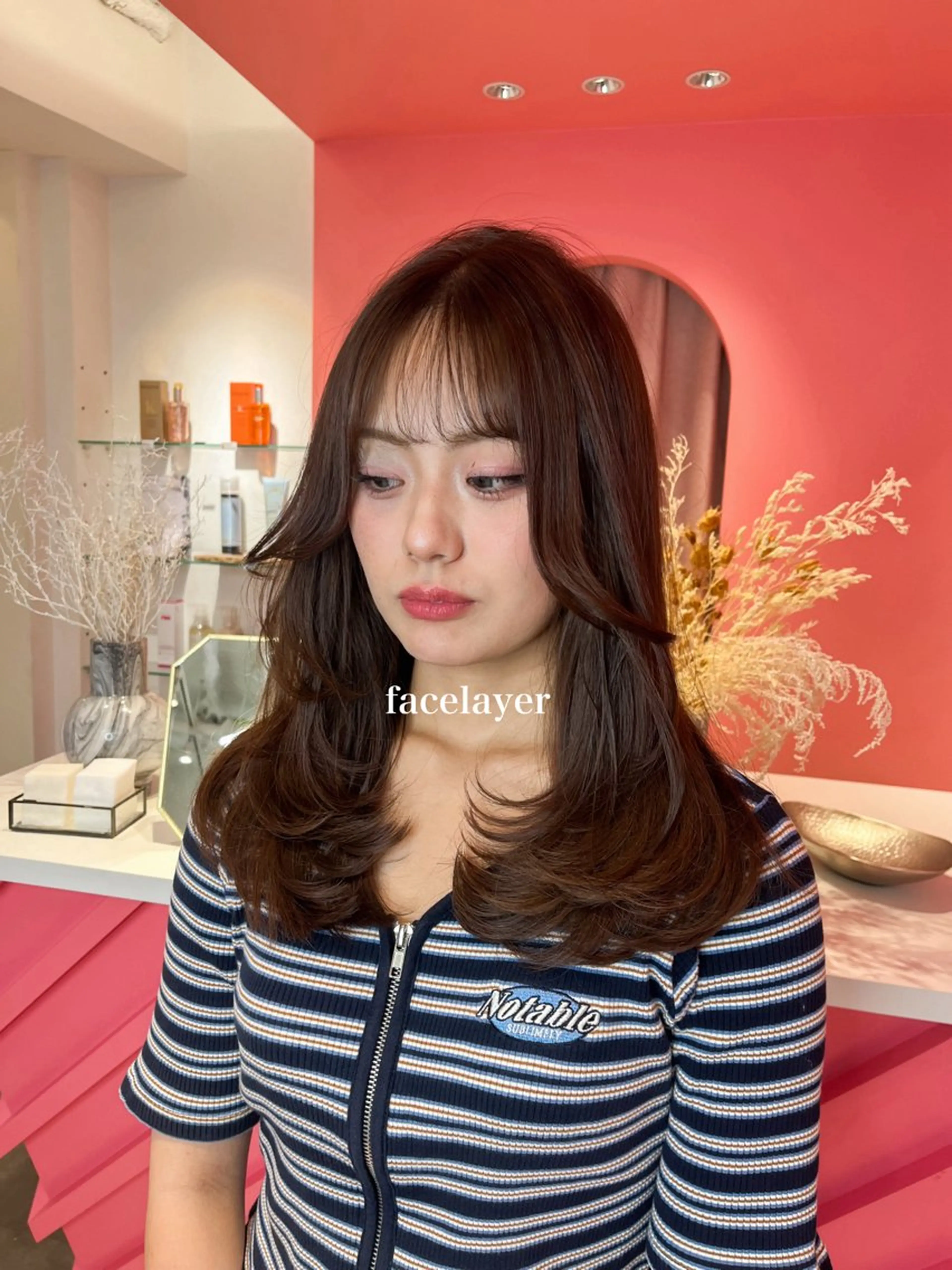 ミディアム カラー 山崎/ボブ縮毛矯正 レイヤー髪質改善のヘアスタイル