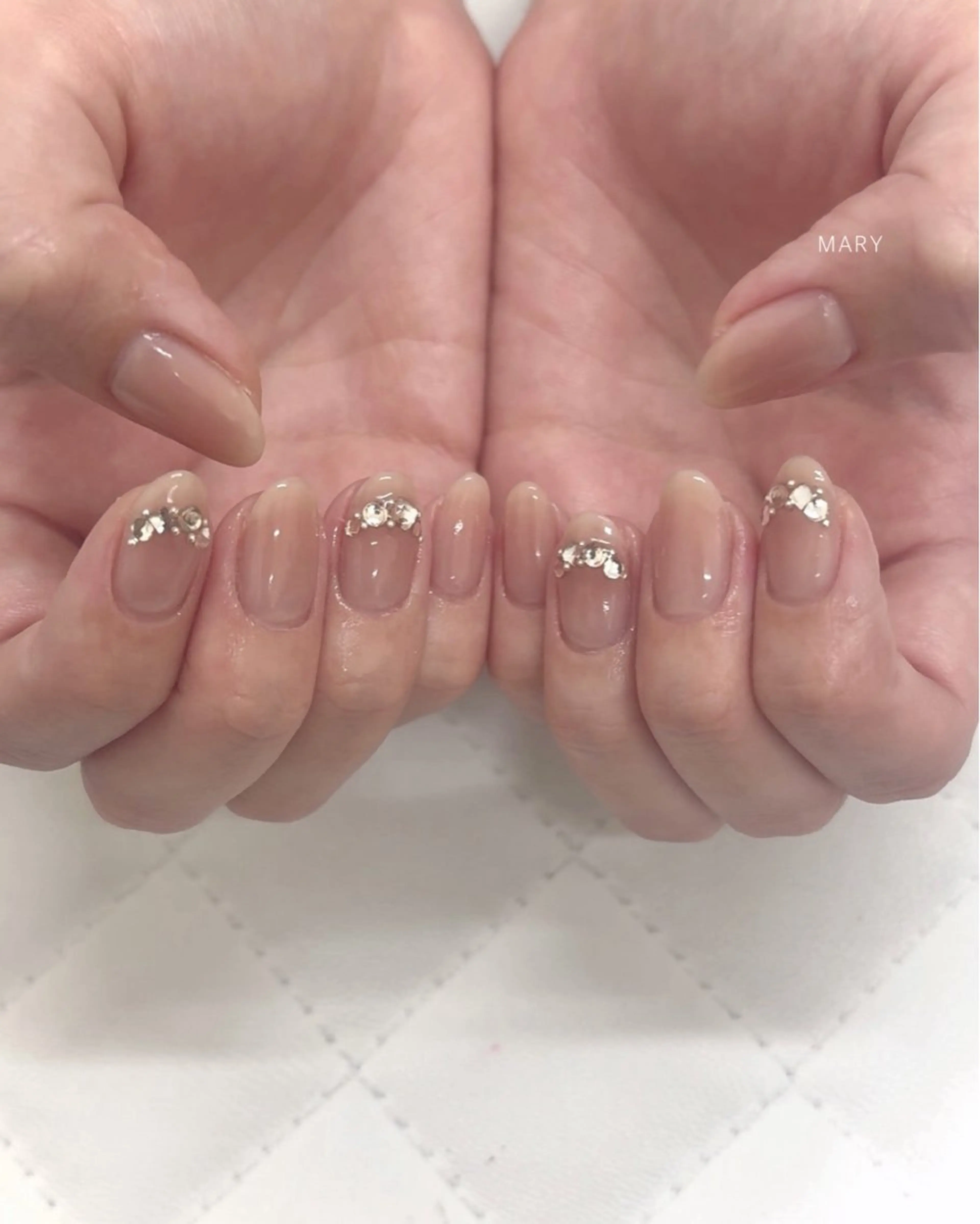 ネイル チークネイル ニュアンスネイル ピンク ピンクベージュ ハンドネイル Mary nail .narumiのネイルデザイン
