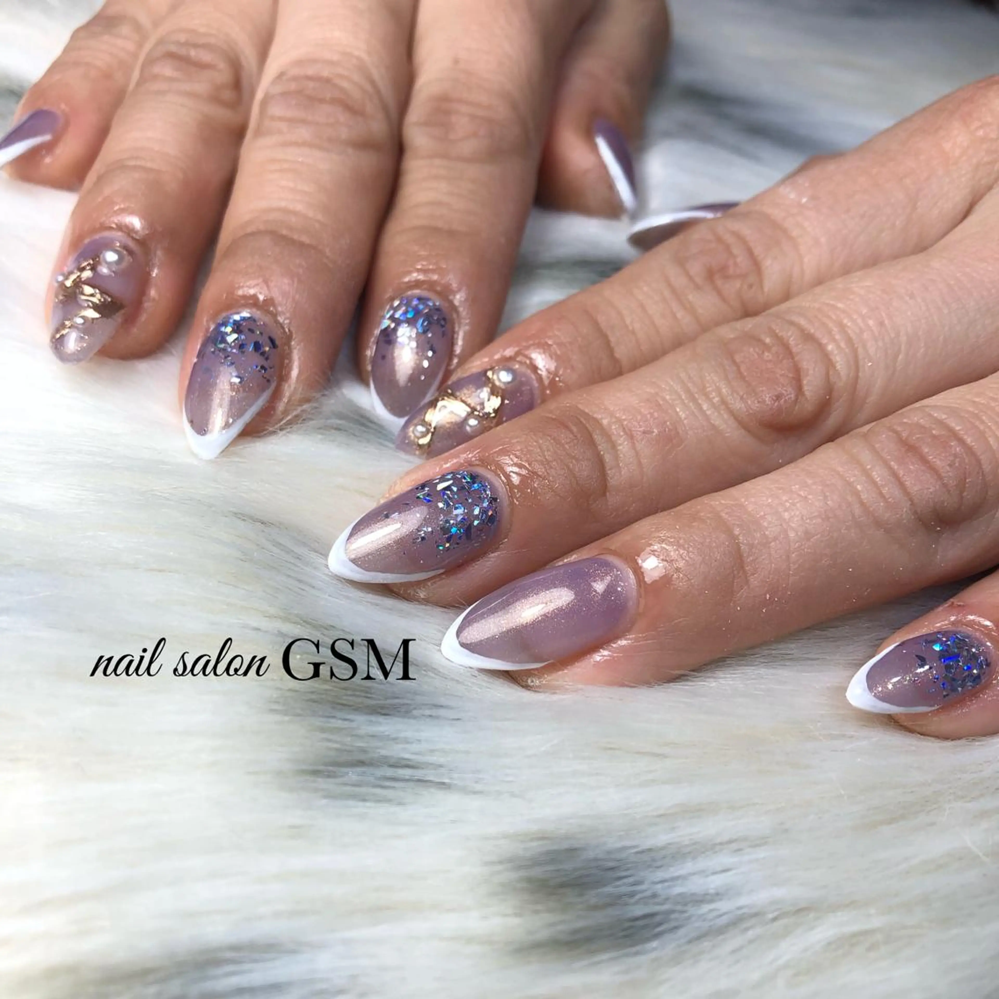 ネイル フレンチネイル ラメ(グリッター) nail salon GSMのネイルデザイン