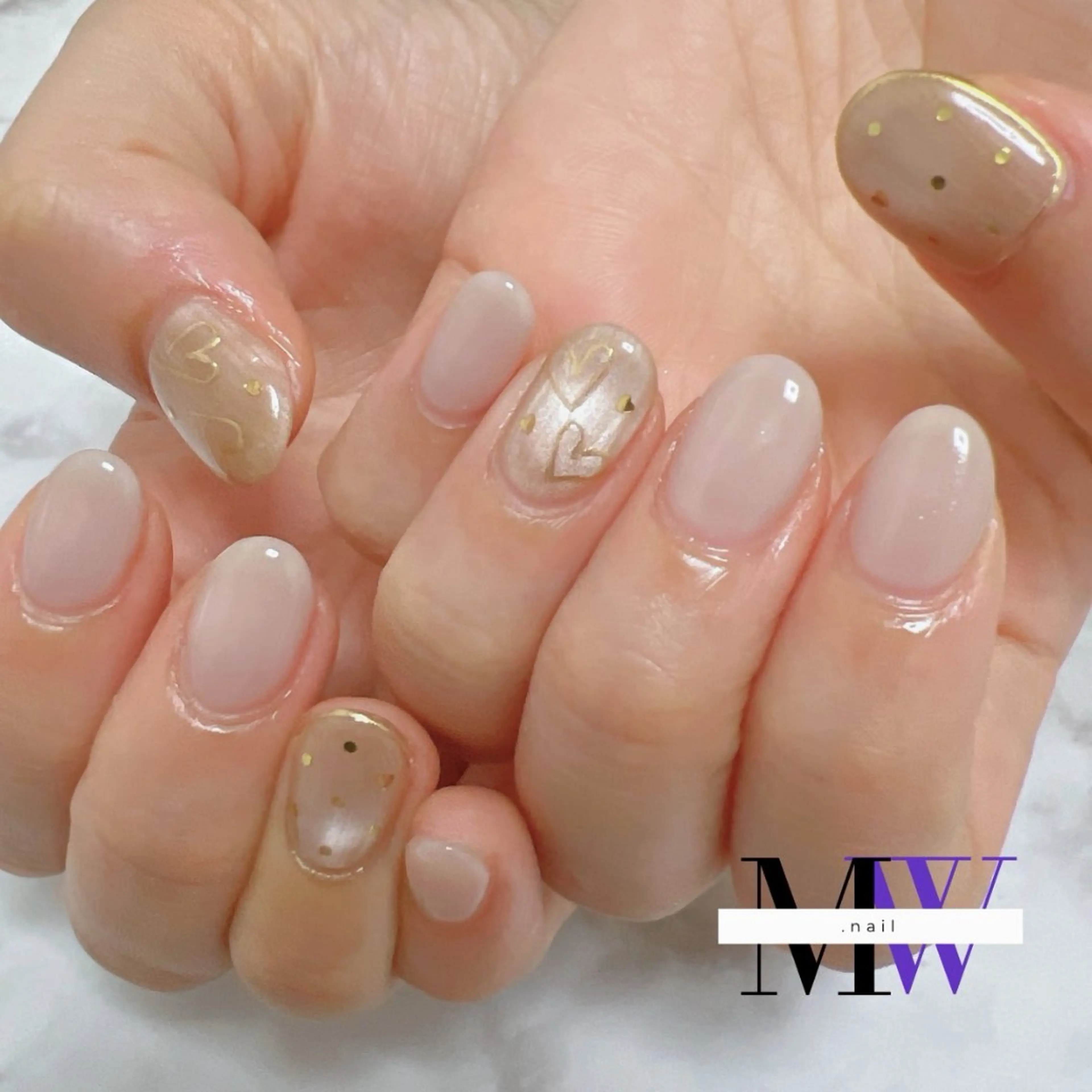 ネイル アートネイル ハート マグネットネイル ハンドネイル MW .nailのネイルデザイン
