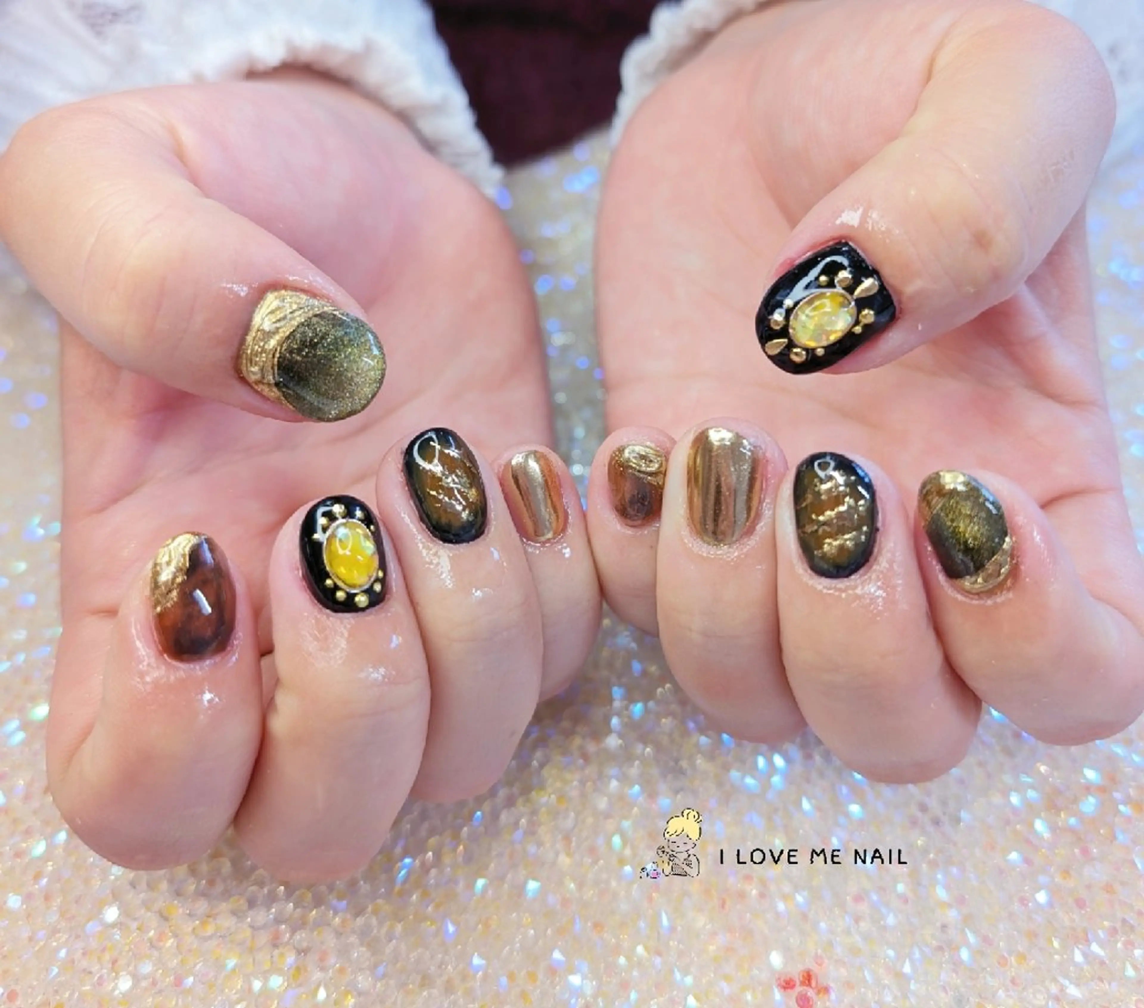 ネイル 長さ出し ハート 韓国ネイル マグネットネイル ニュアンスネイル ハンドネイル I LOVE ME NAIL.｡.:*♡のネイルデザイン