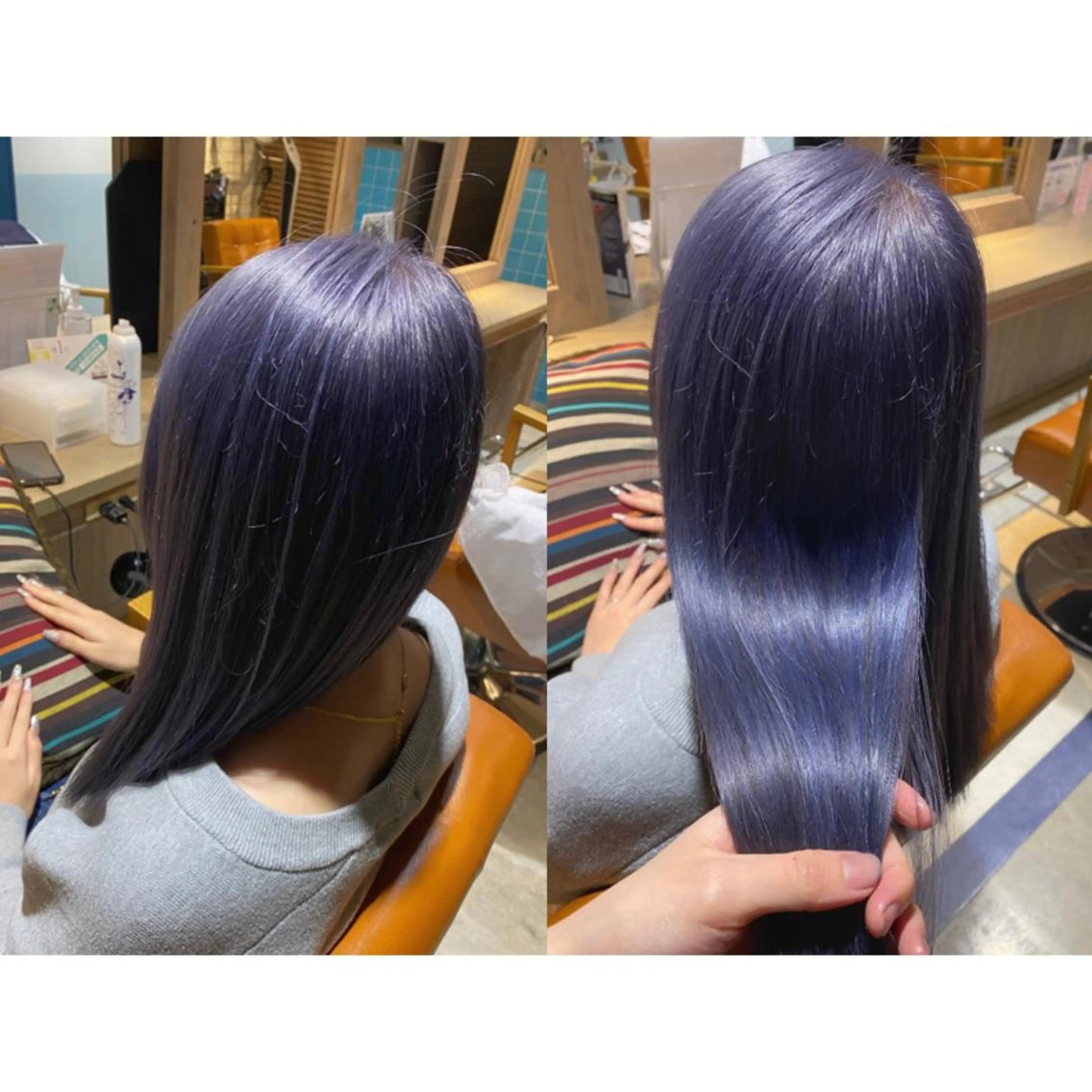 カラー ブルーカラー ブルーラベンダー ラベンダーカラー カット ヘアカラー 🐻結んで可愛い hair EMI🐻のヘアスタイル