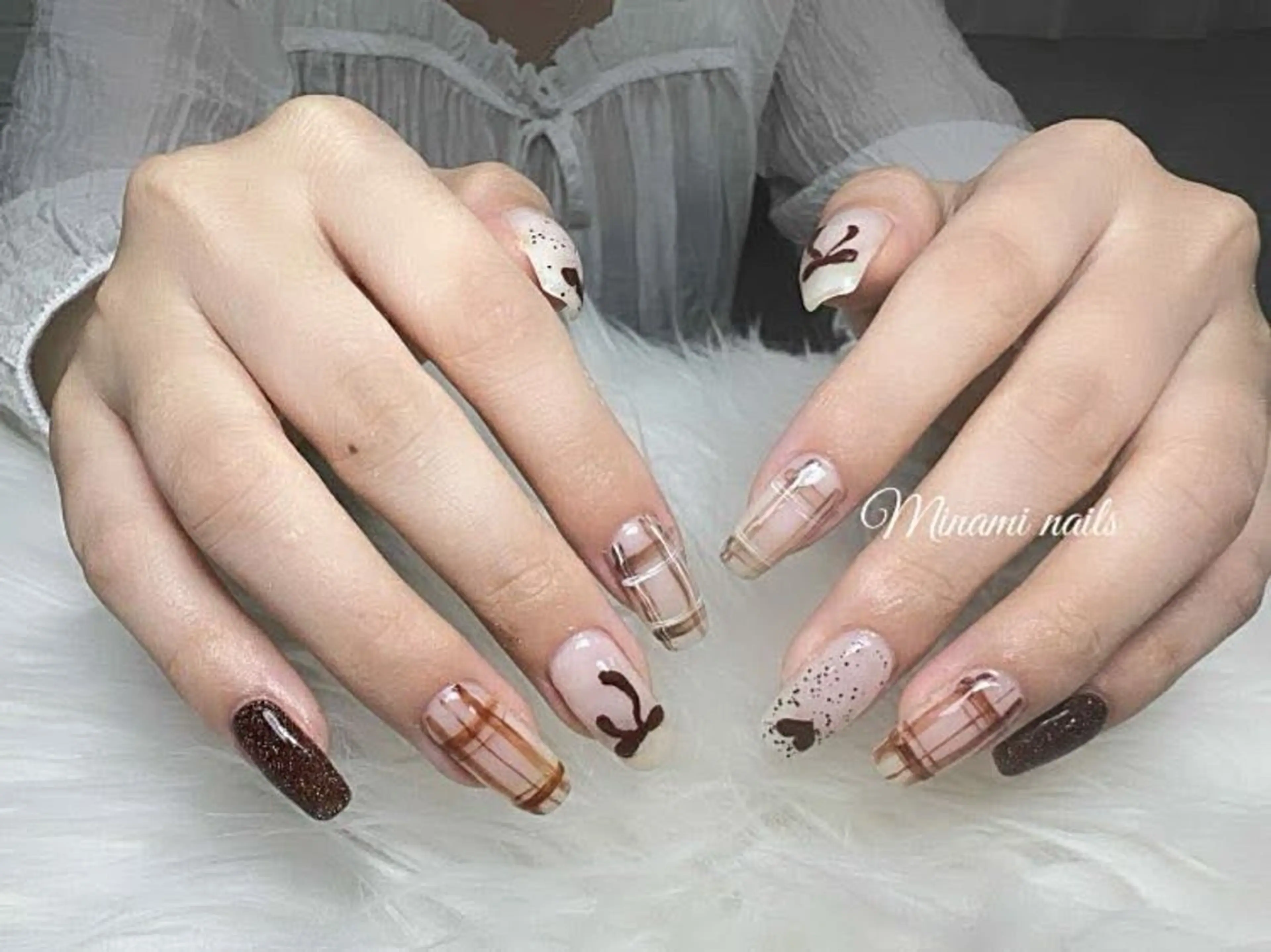 ネイル ブラウン オフィスネイル Minami Nailsのネイルデザイン