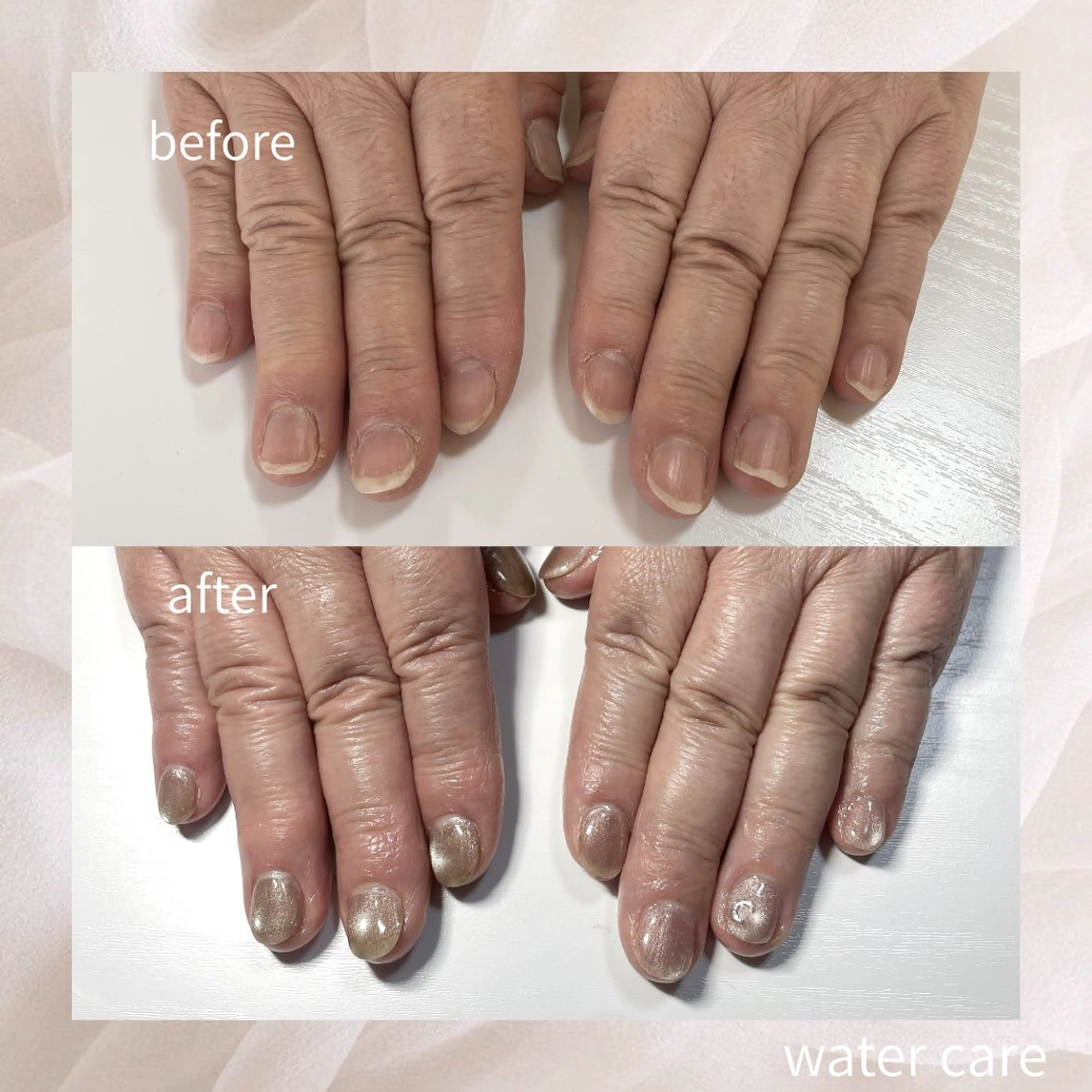 ウォーターケア🫧 |爪の形成|指先を温めてふやかす|甘皮をやさしく押し上げ、除去|爪表面を軽く整える│オイル&保湿の写真