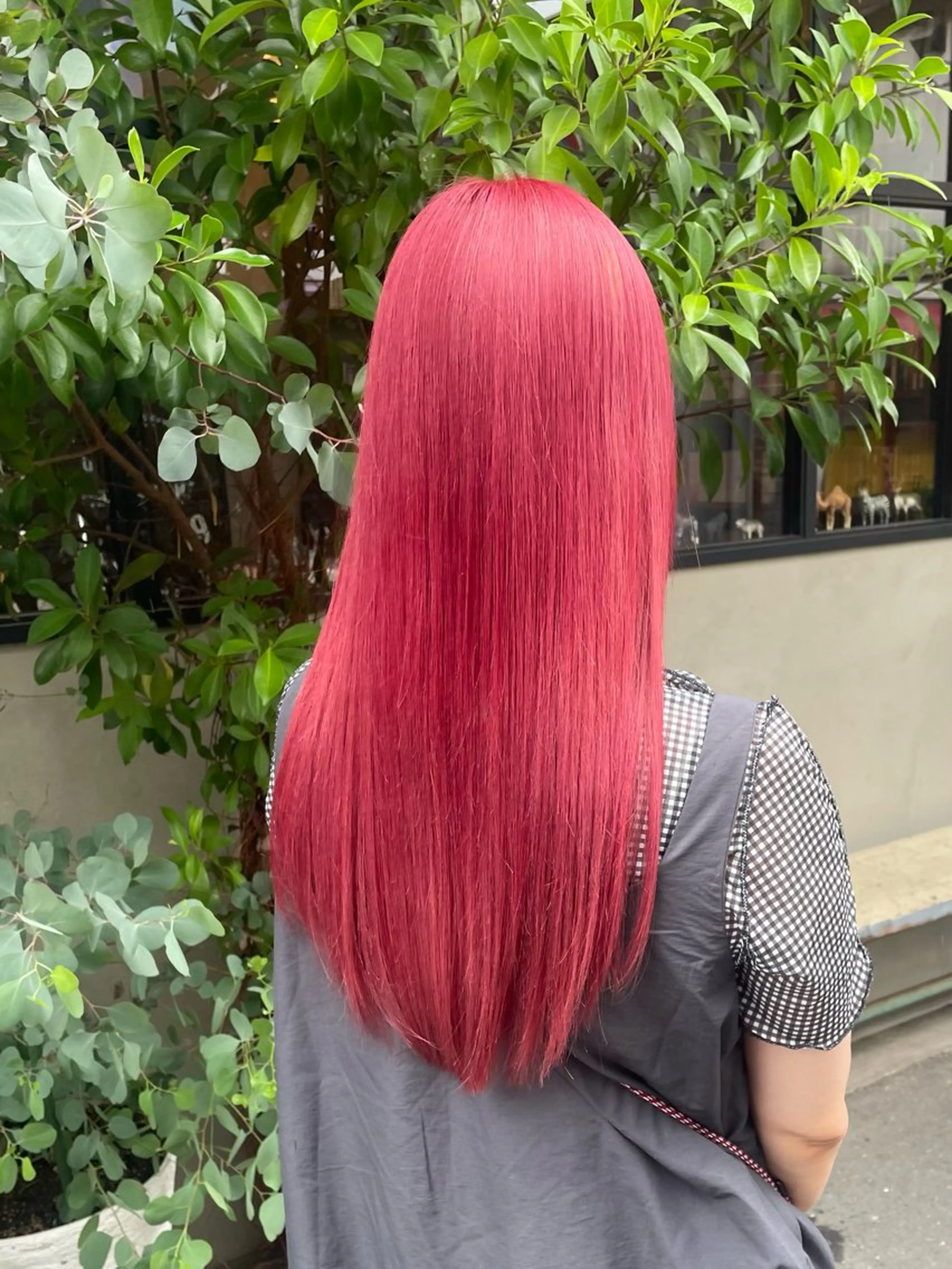 ロング カラー レッドカラー ヘアカラー トリートメント 竹内 春奈のヘアスタイル