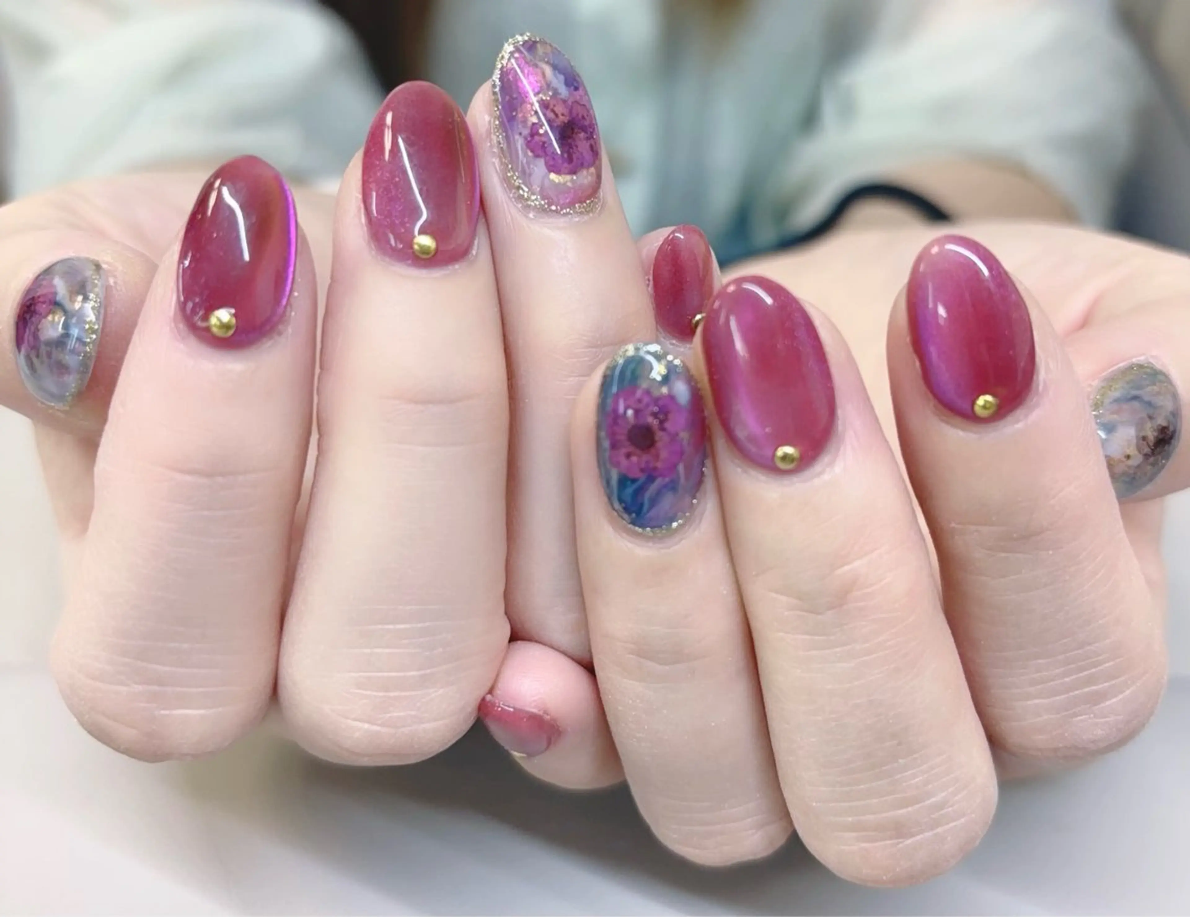 ネイル アートネイル オーロラネイル ジェルネイル ガーリー キラキラネイル Rika Nail salon 1のネイルデザイン
