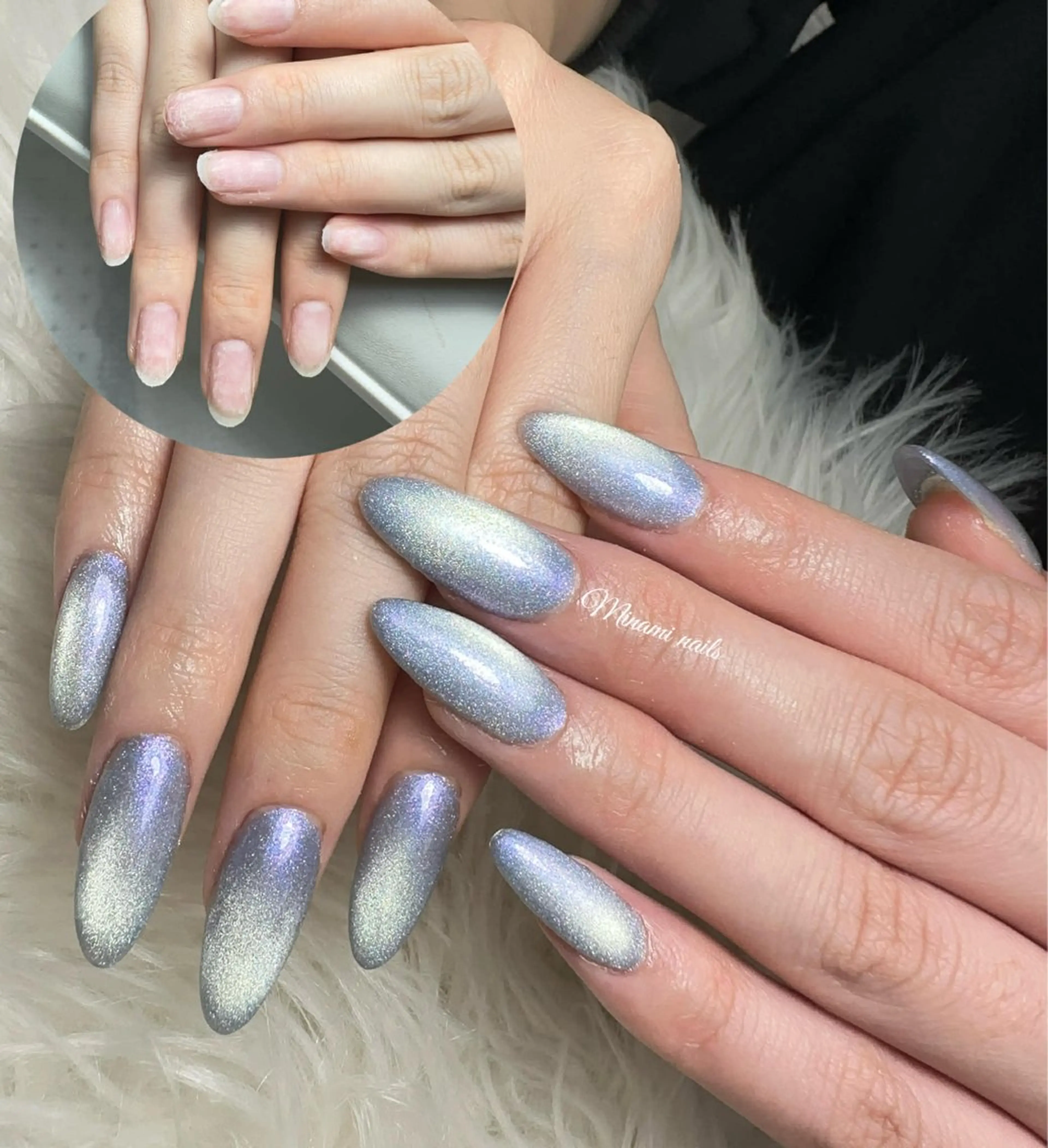 ネイル アートネイル オーロラネイル ガーリー キラキラネイル 韓国ネイル Minami Nailsのネイルデザイン