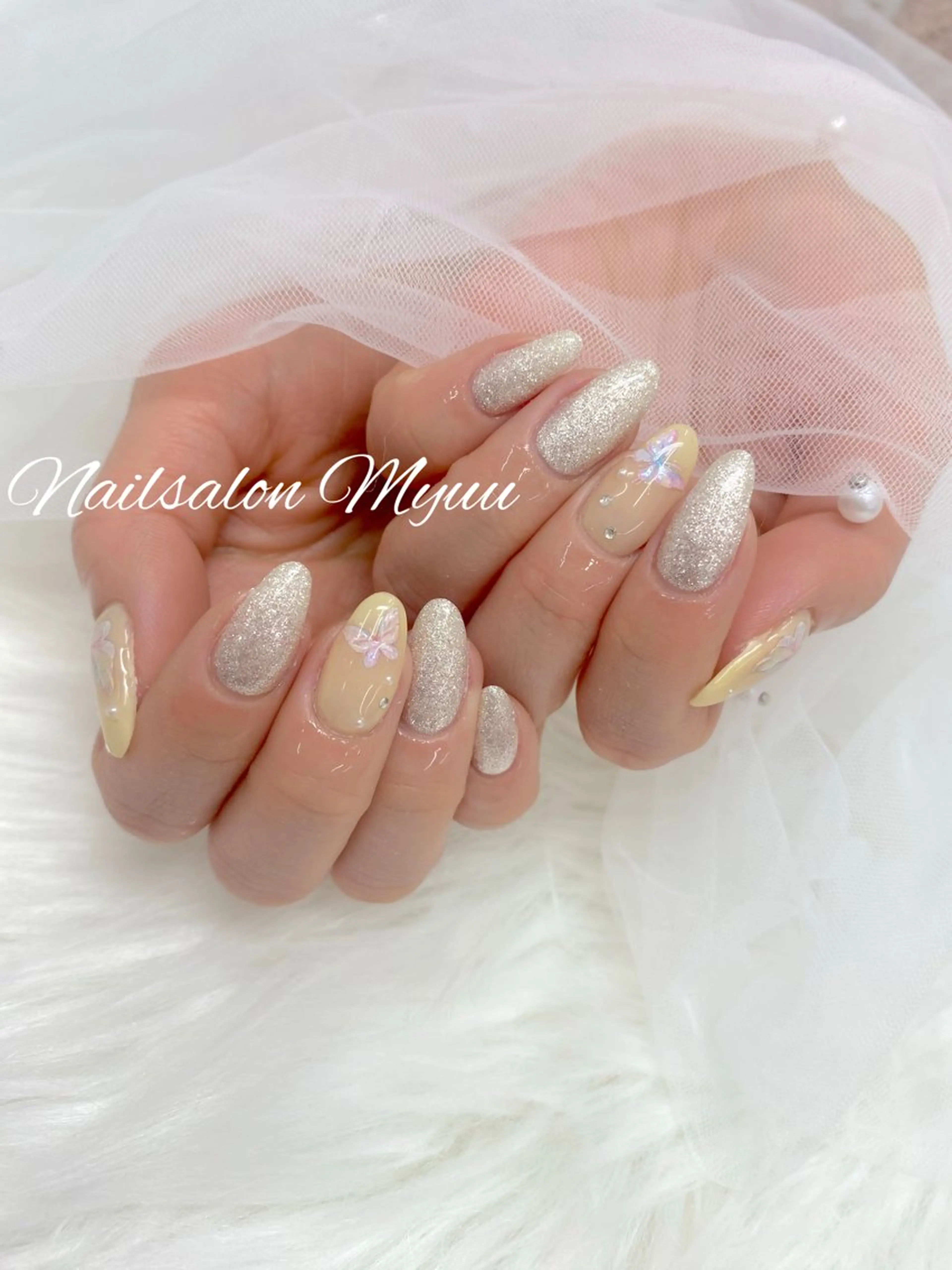 ネイル ジェルネイル 持ち込み パステルネイル 春ネイル 黄色 ハンドネイル Nailsalon Myuu笠原のネイルデザイン