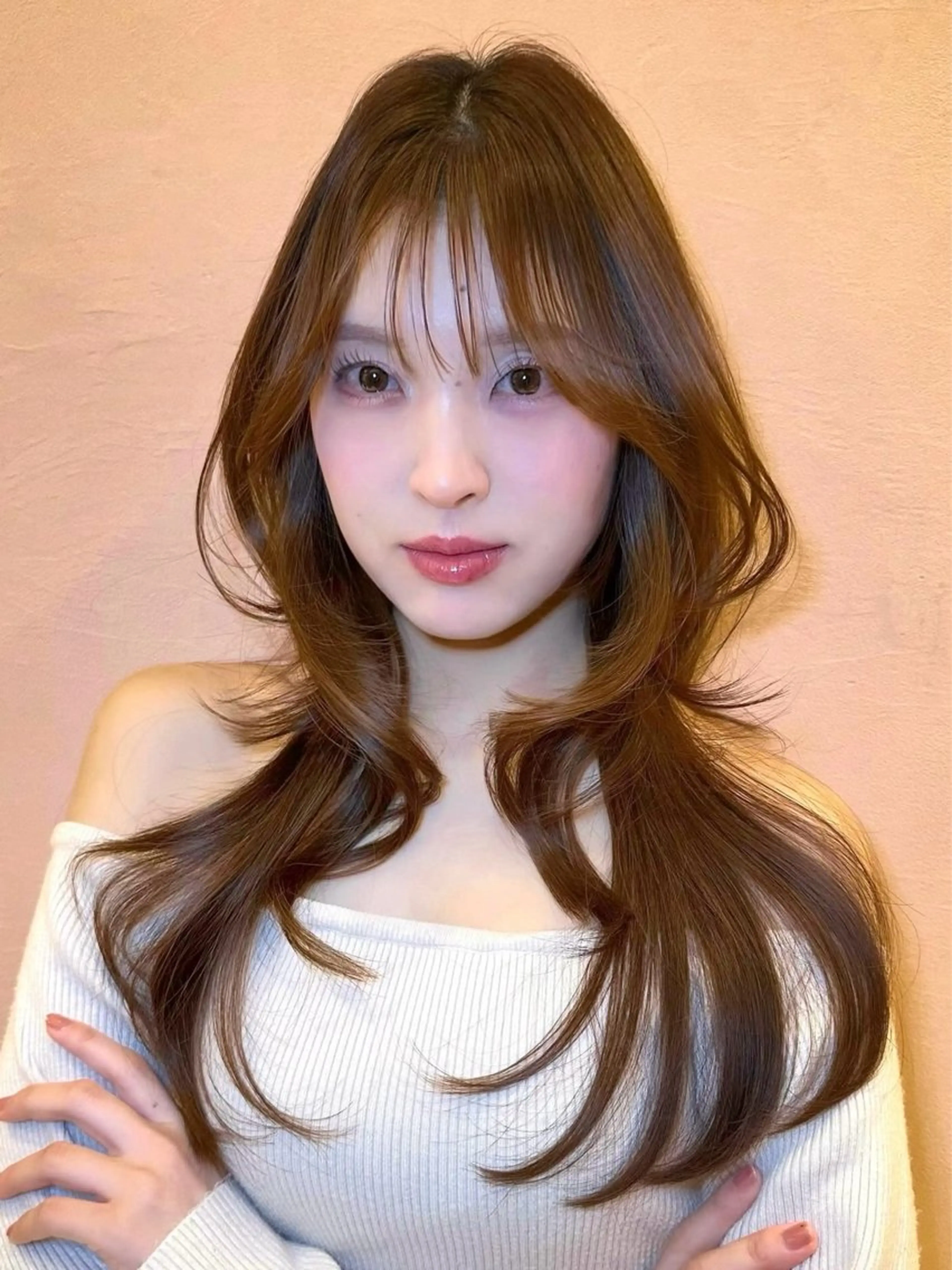 ロング カラー ハイレイヤー レイヤーカット カット ヘアカラー 韓国ヘア🦢🖤 Sayumiのヘアスタイル