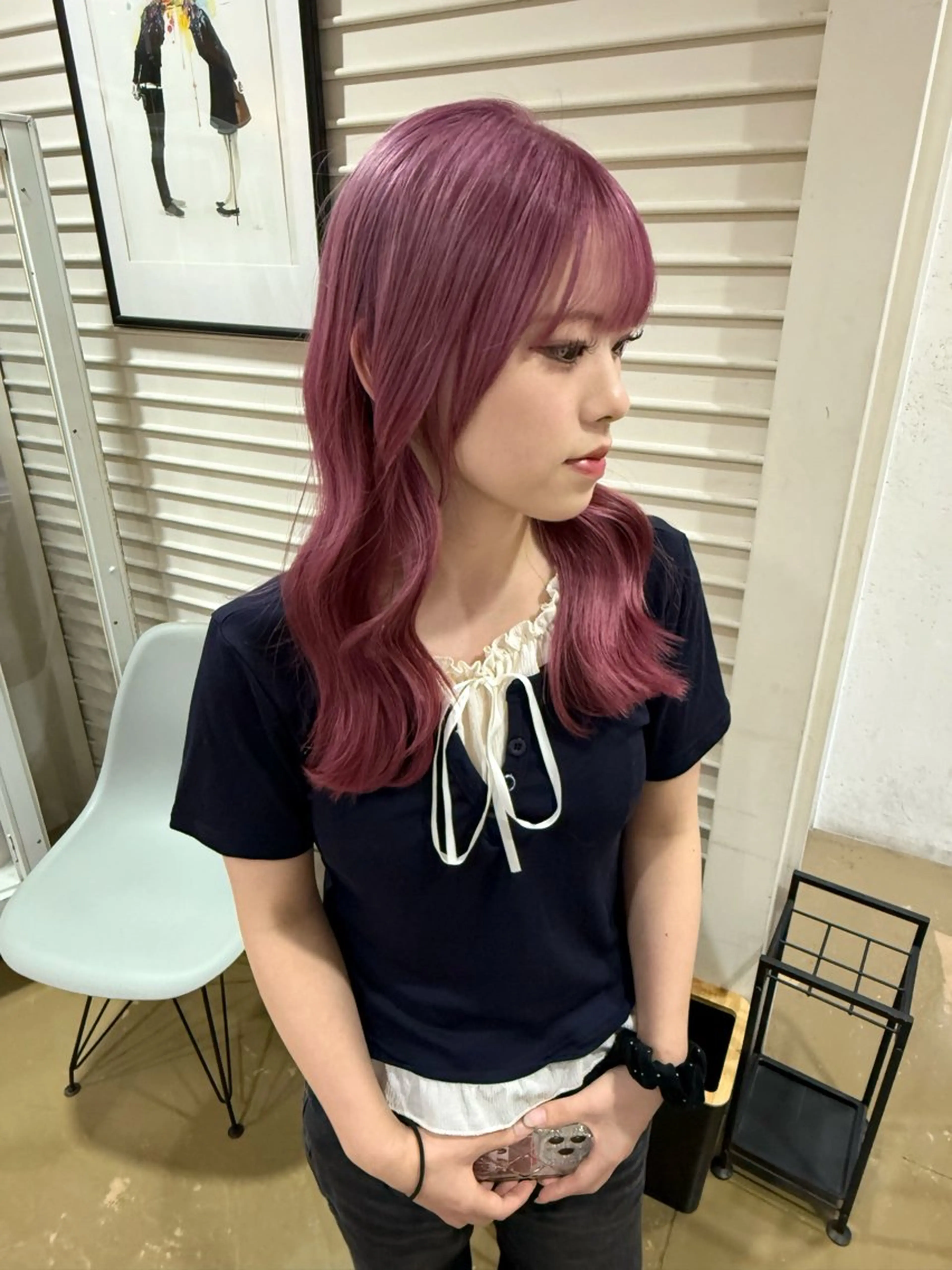 セミロング カラー ベージュカラー ブリーチ ピンクカラー ピンクベージュ ヘアカラー ハイトーンカラー 🍬Rinka🍬のヘアスタイル