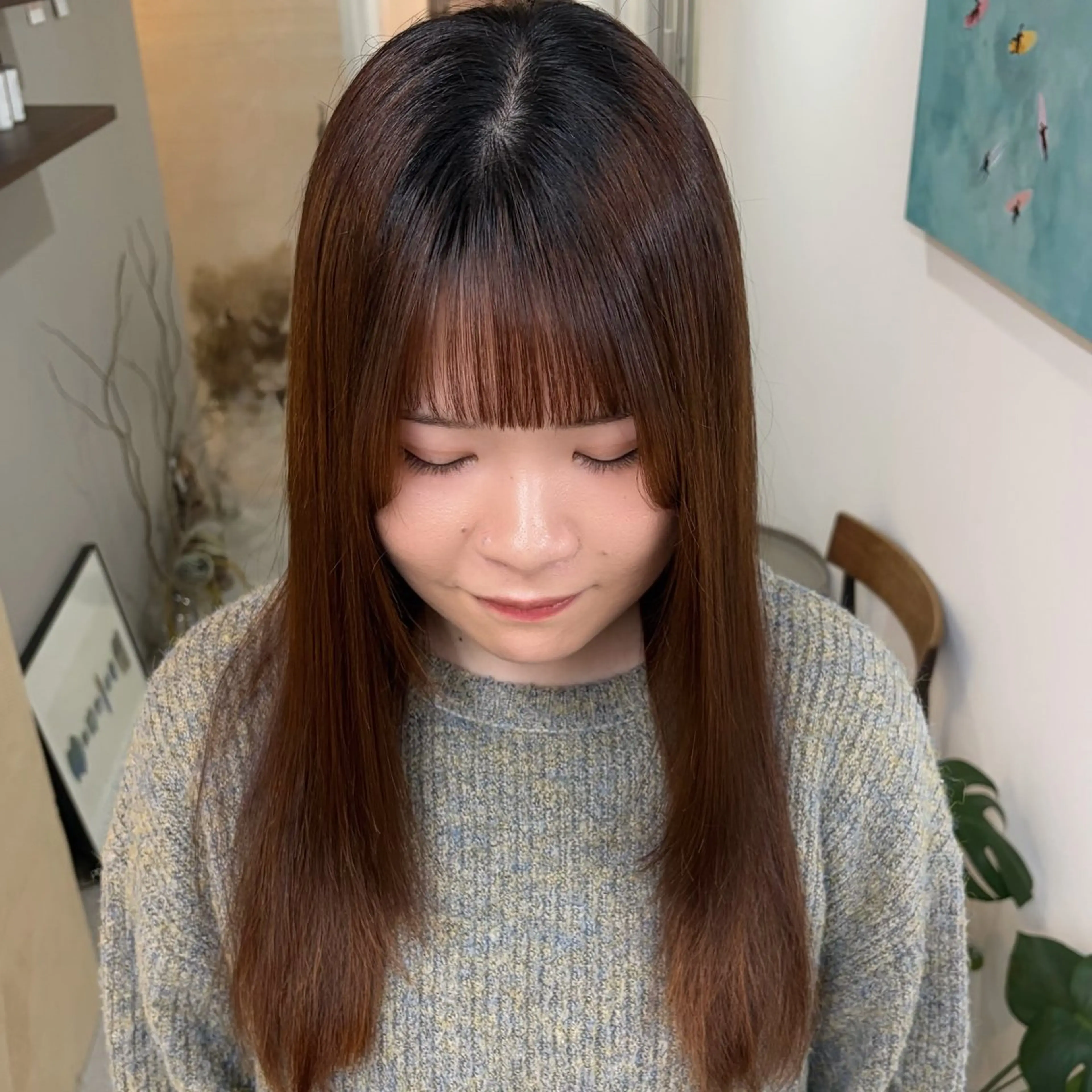 ロング 縮毛矯正 髪も心も健康に🤎 原亜希子のヘアスタイル