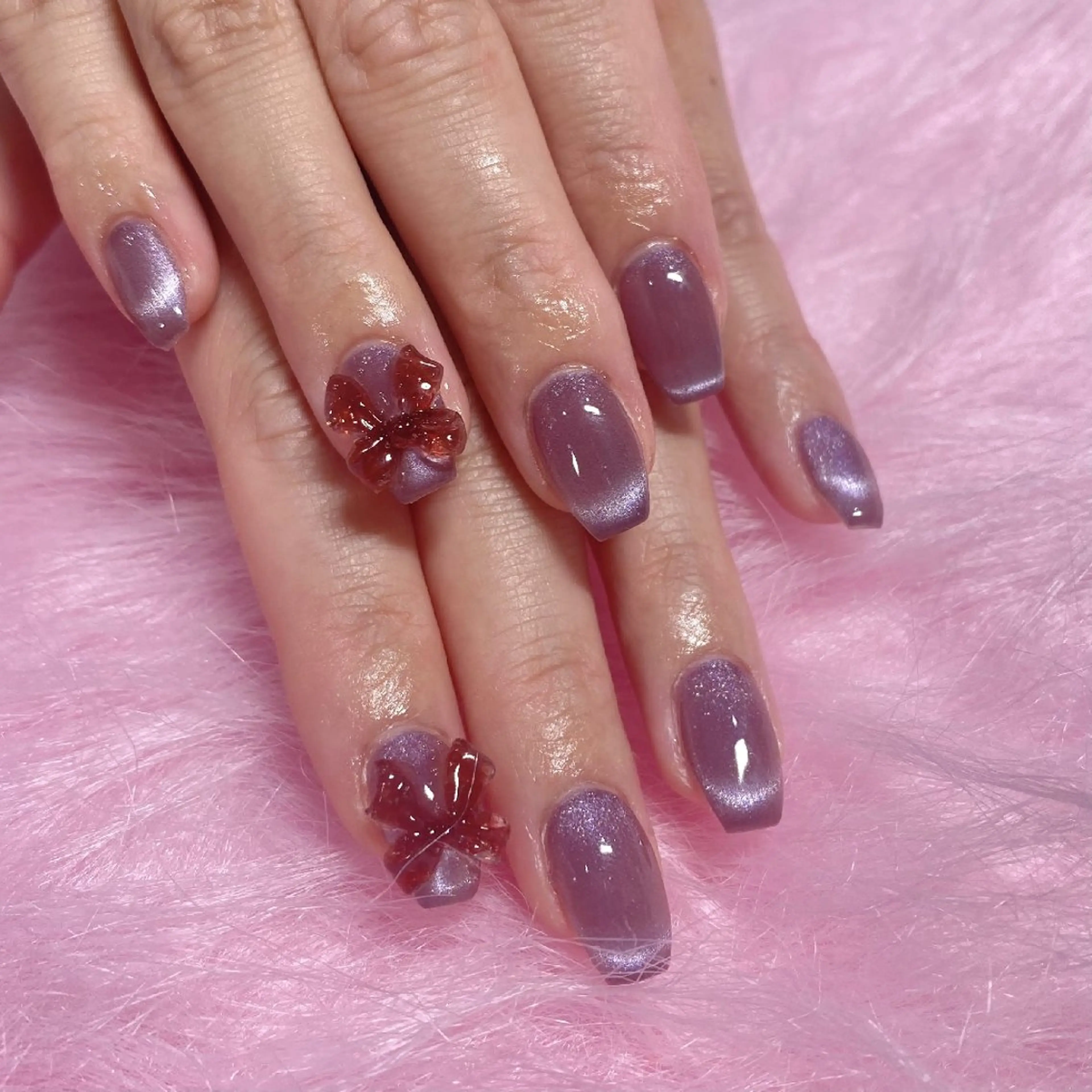 ネイル ジェルネイル 韓国ネイル マグネットネイル パラジェル リボン BelireMaa Nail&eyeのネイルデザイン