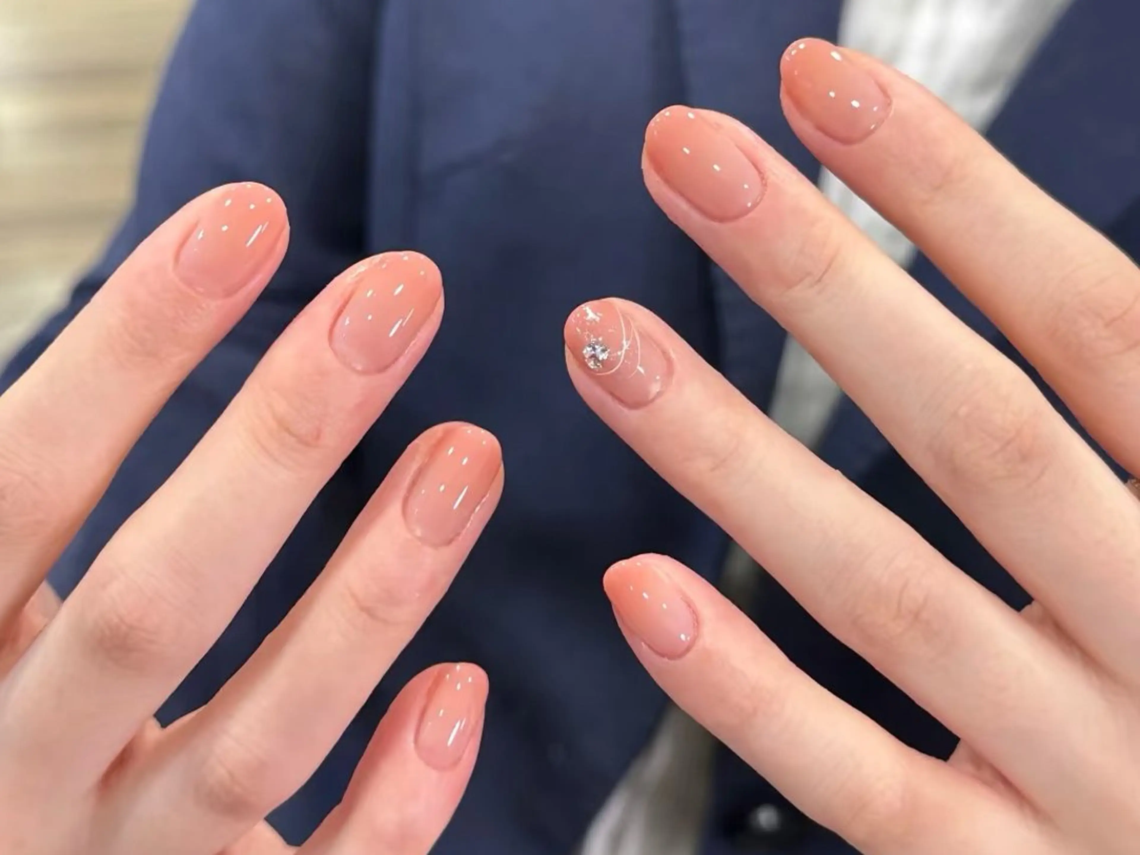 ネイル アートネイル オーロラネイル クリアネイル 長さ出し フレンチネイル K Kのネイルデザイン