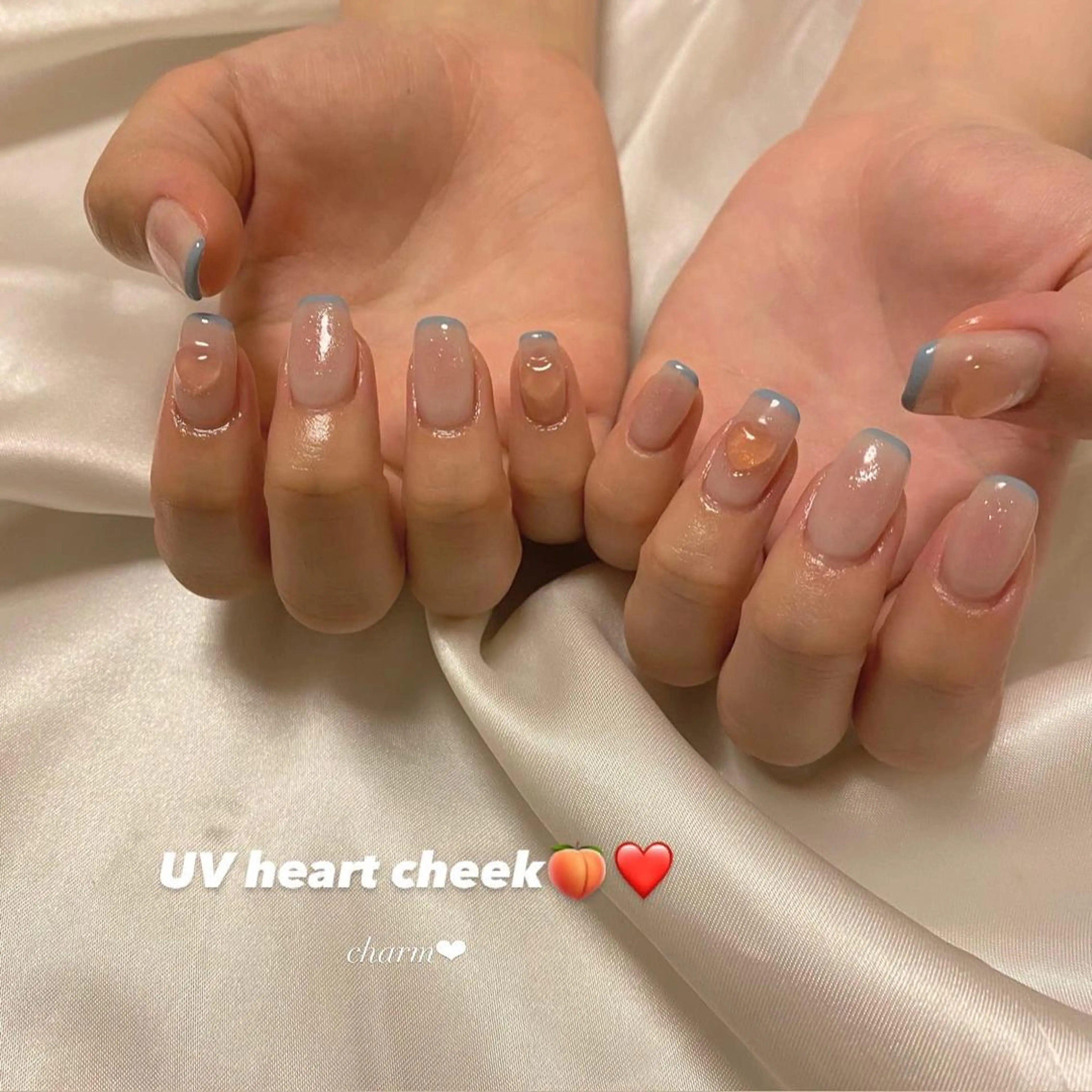 ネイル チークネイル フレンチネイル ハート UVネイル その他(ネイル) nail salon charmのネイルデザイン