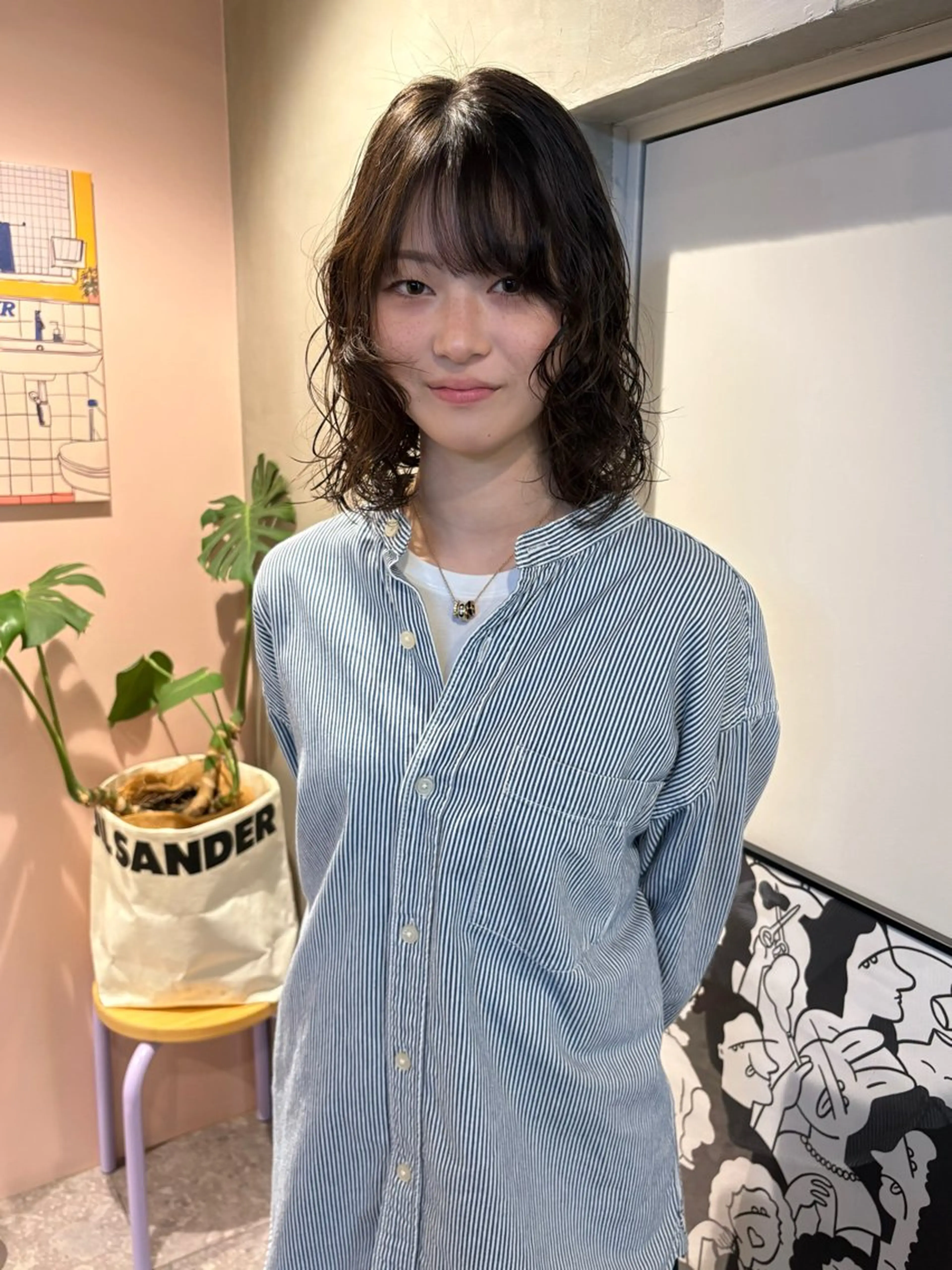 ミディアム ミディアムパーマ ボブ カット パーマ 🫧umu.🫧韓国 /レイヤー/ハッシュのヘアスタイル