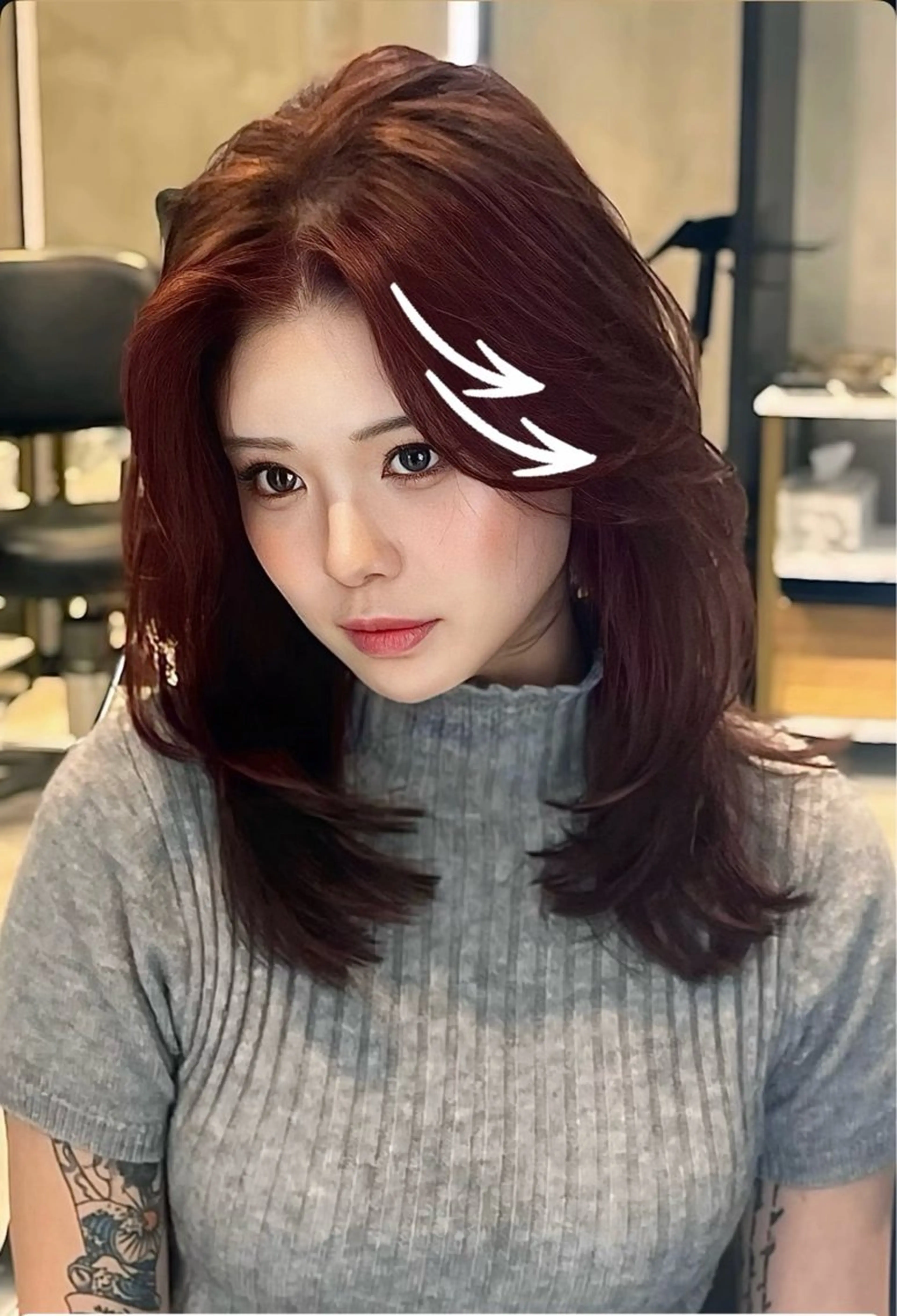 ミディアム カット ヘアカラー トリートメント 海野翔吾🇨🇳 ワンホンレイヤーのヘアスタイル