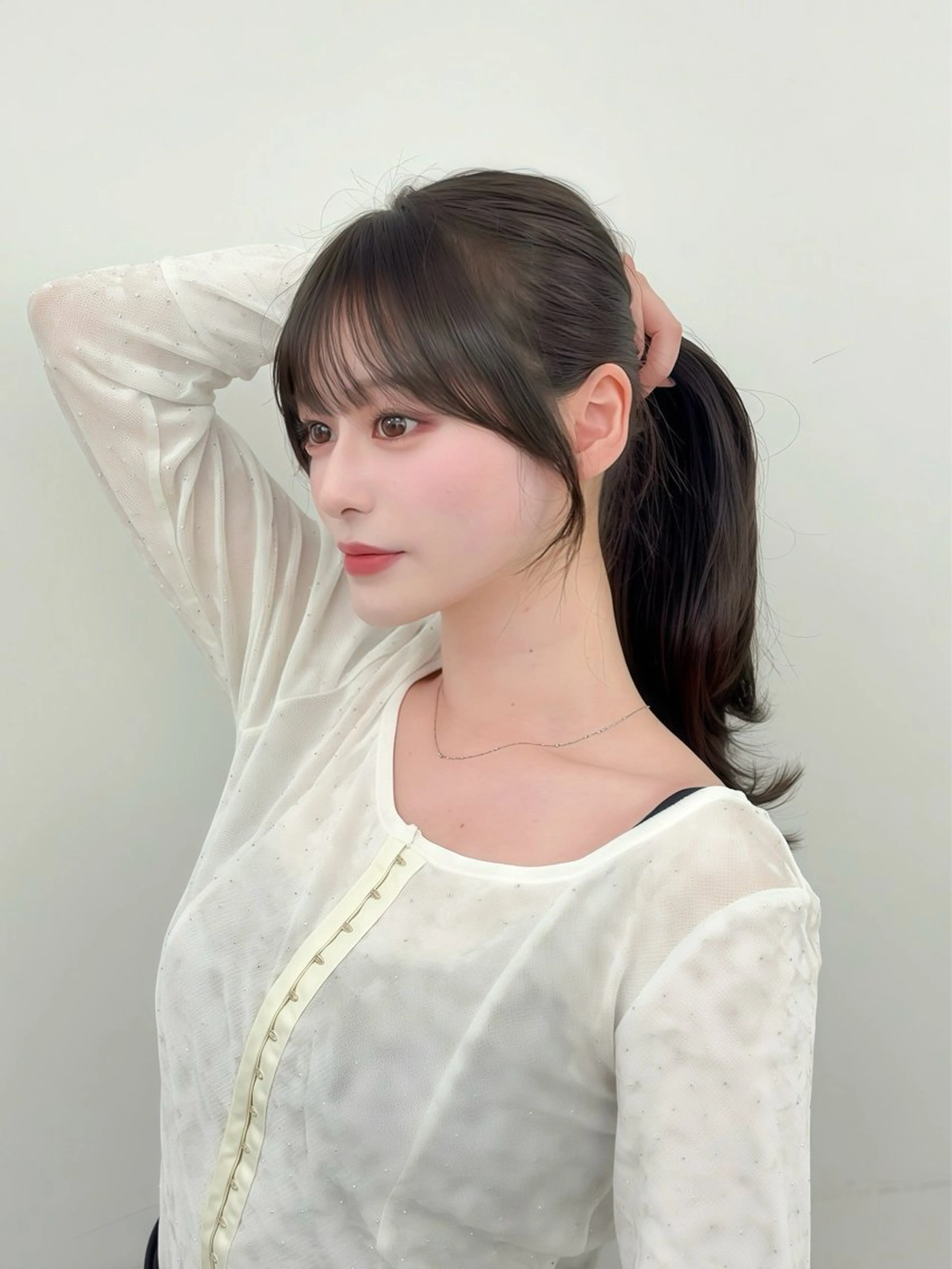 セミロング カラー レイヤーカット 小顔カット カット ヘアカラー トリートメント 韓国ヘア/レイヤー/ 顔まわり足立遥奈のヘアスタイル
